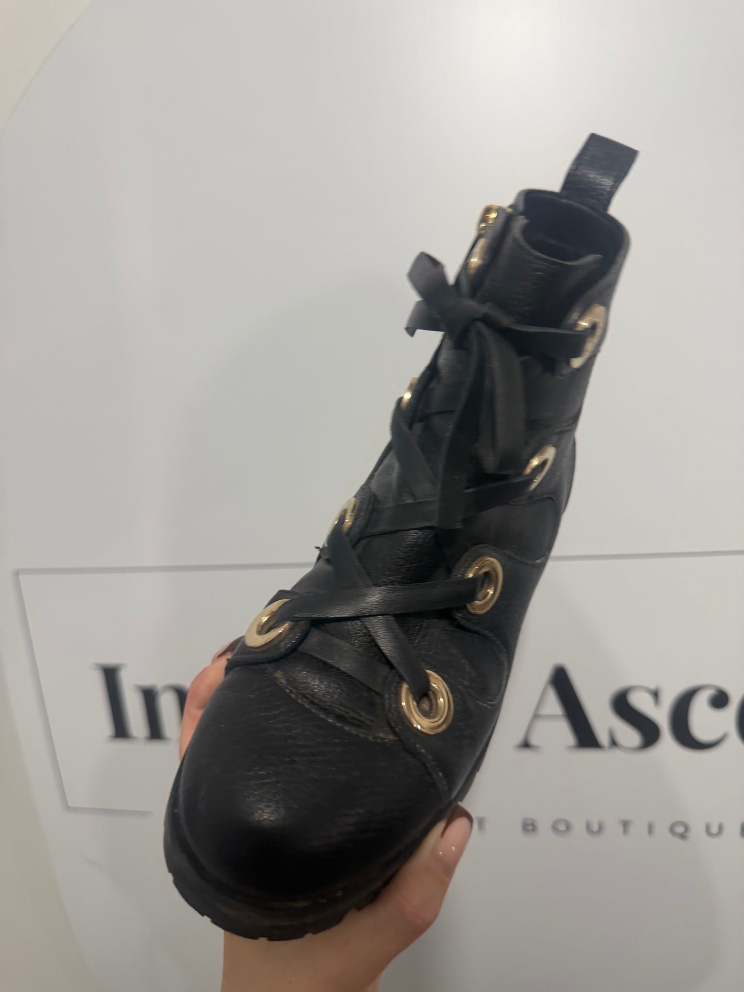 Black and Gold Jimmy Choo Boots, Size 37 - UK 4