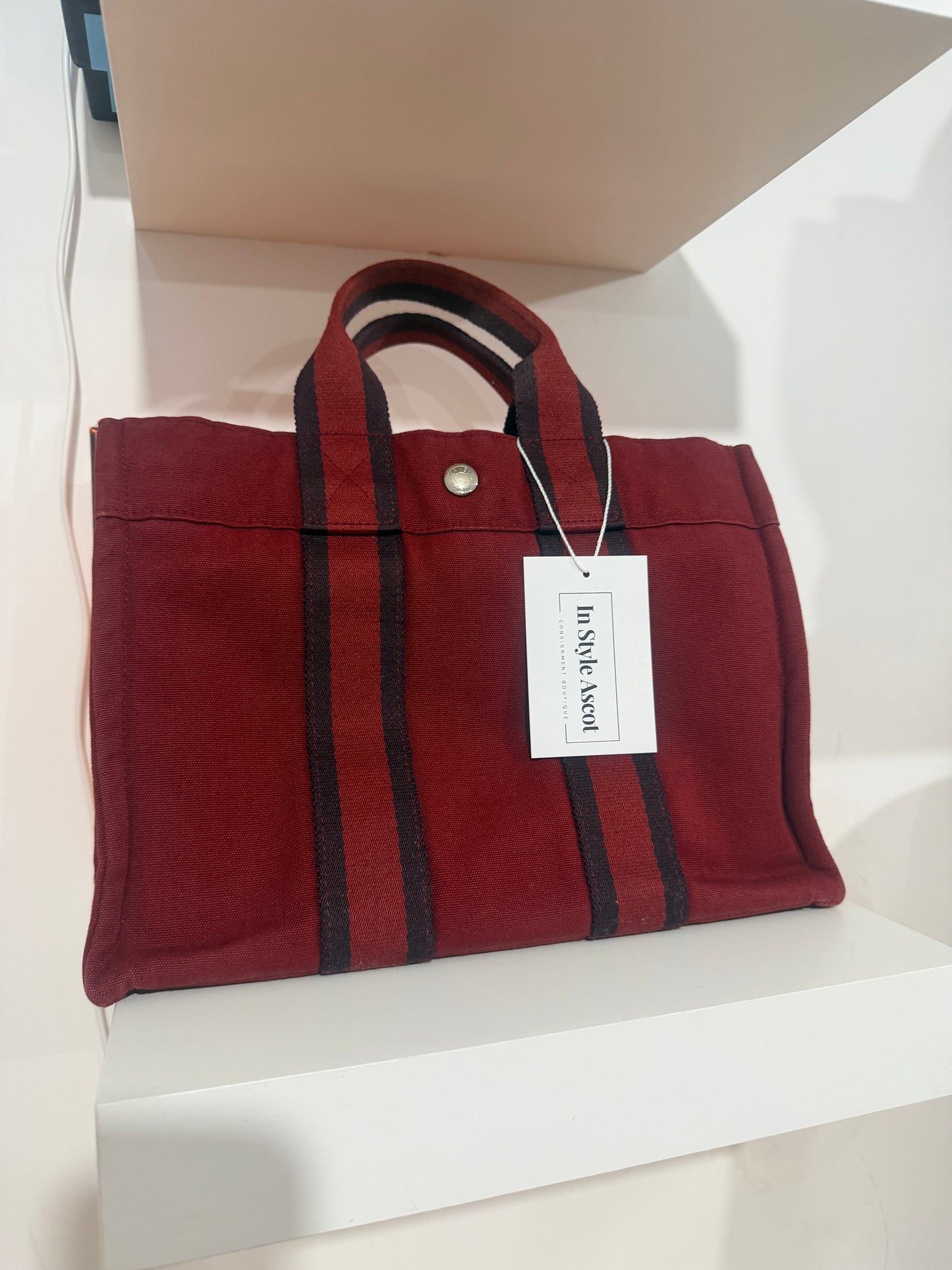 Burgundy Hermes Material Bag