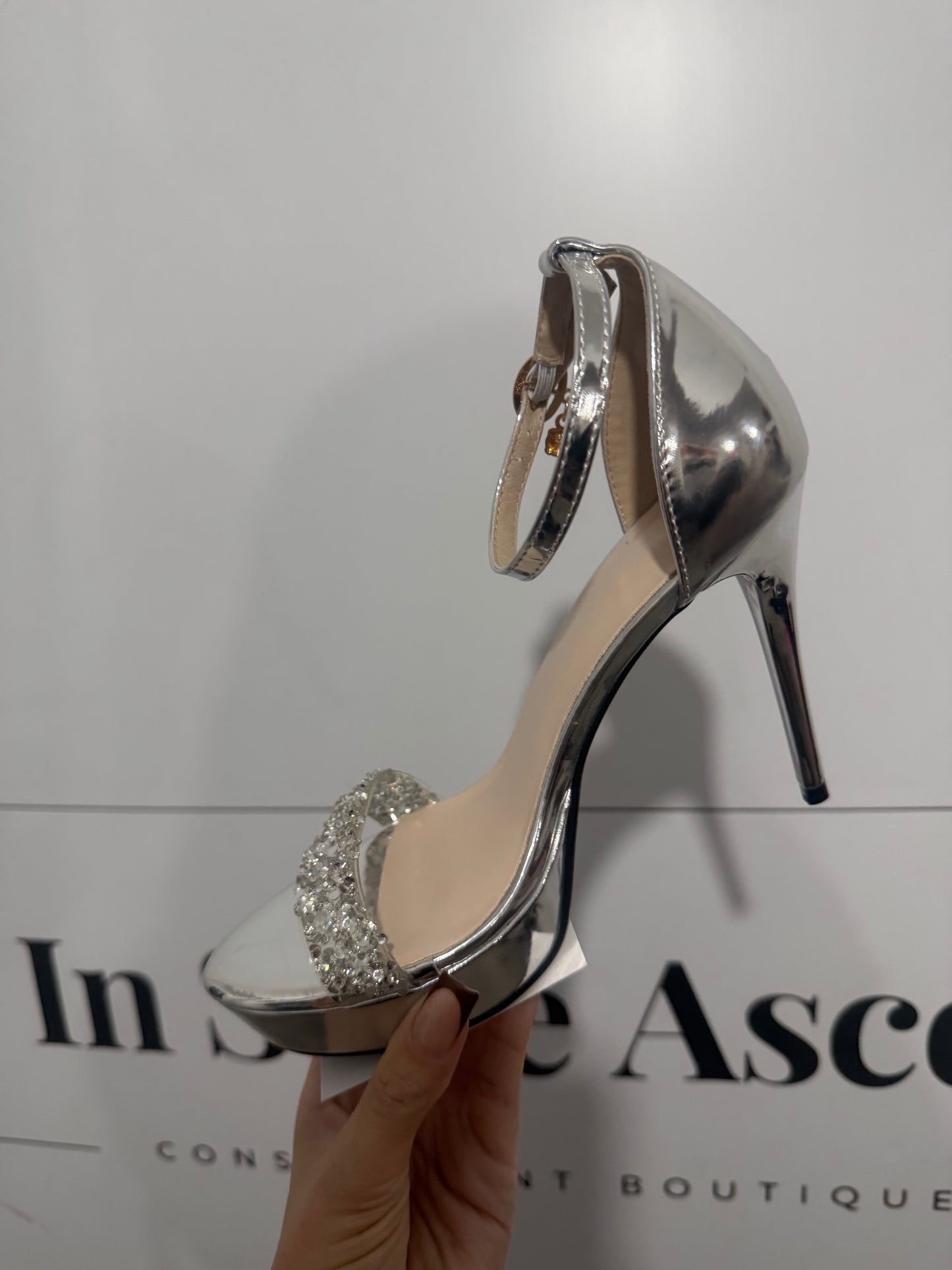 Brand New Silver Heels, Size 37 - UK 4