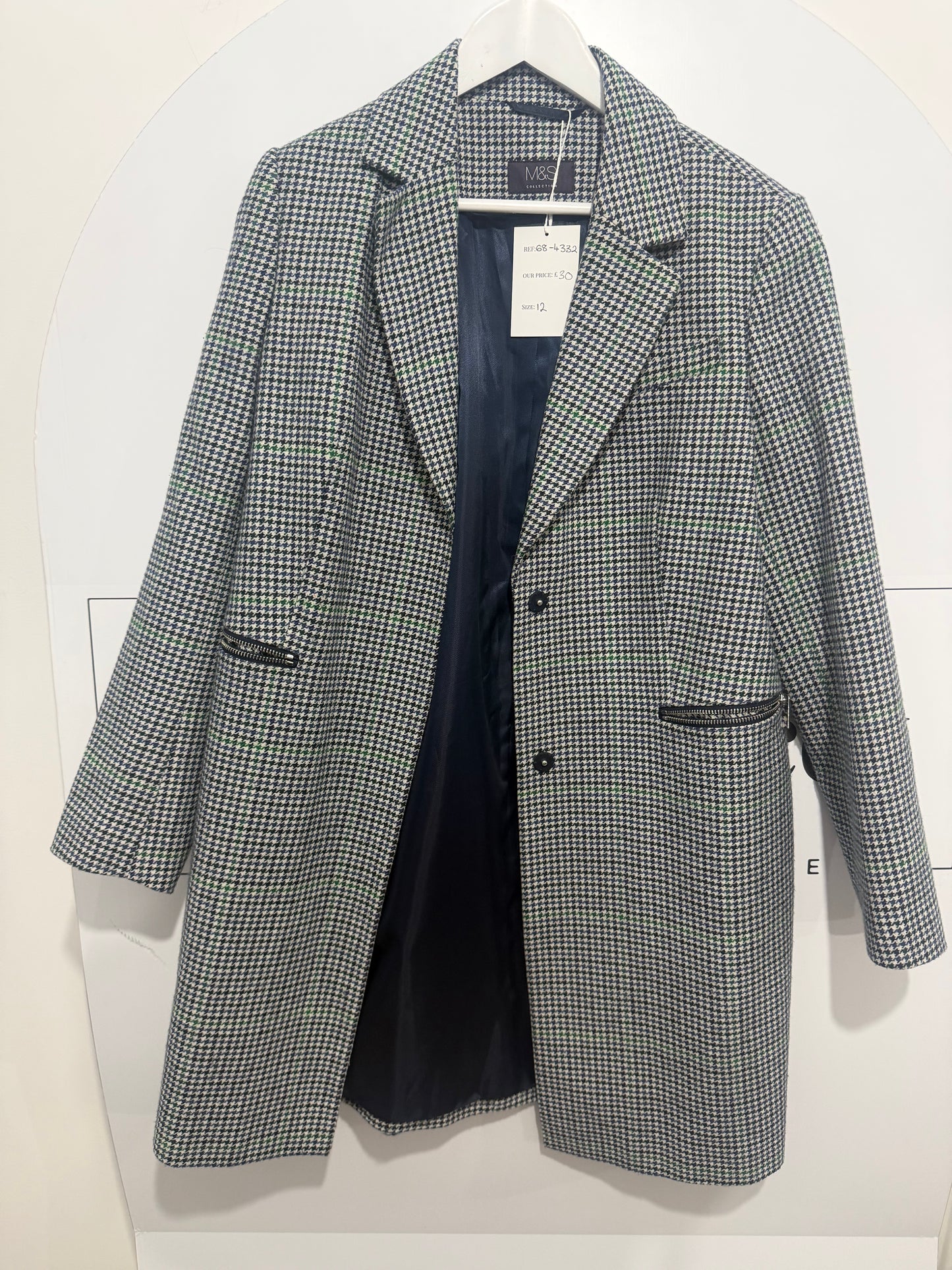 Check M&S Coat, Size 12