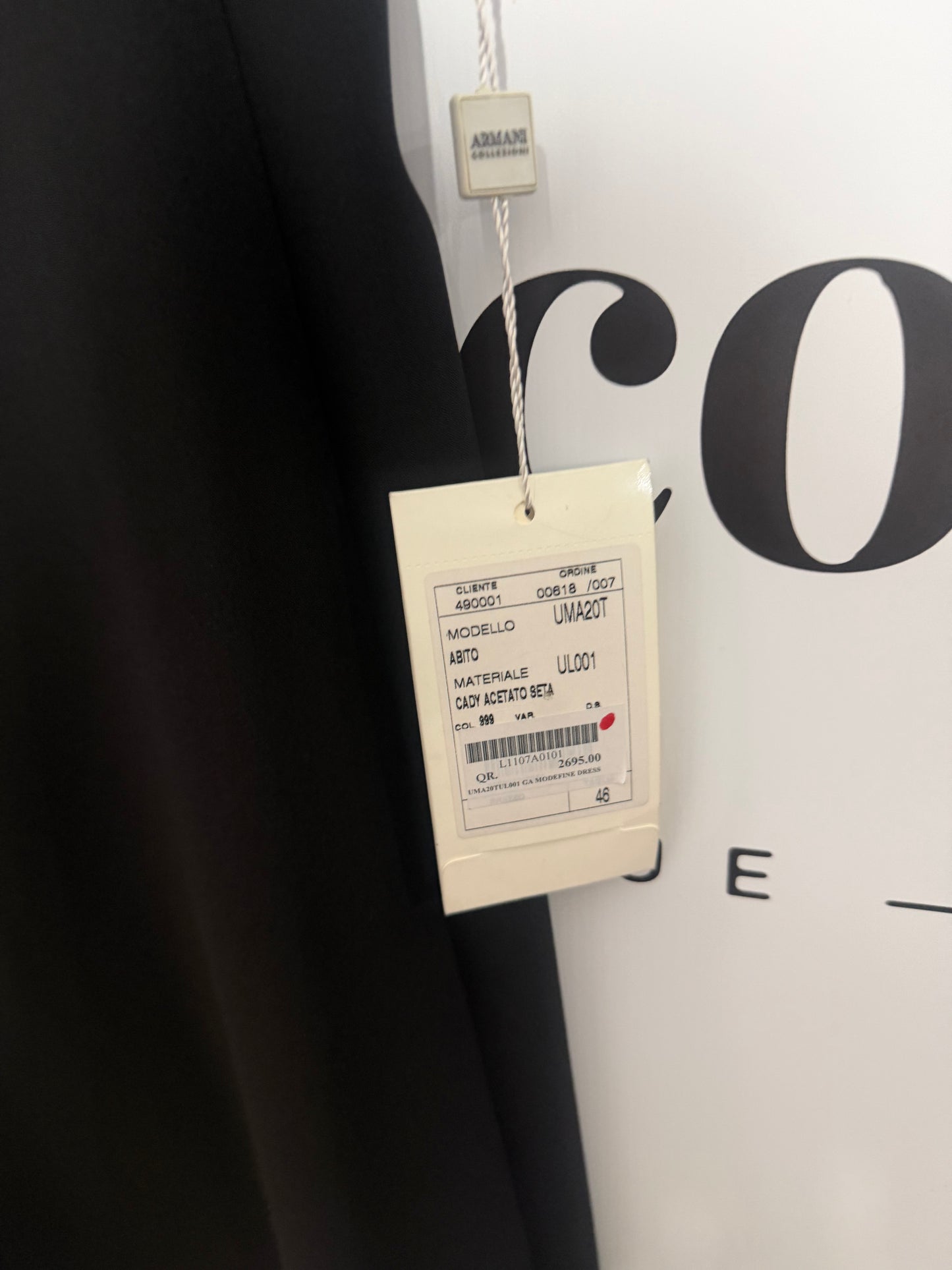 Black Armani Brand New Dress, 46 (fits UK 14)