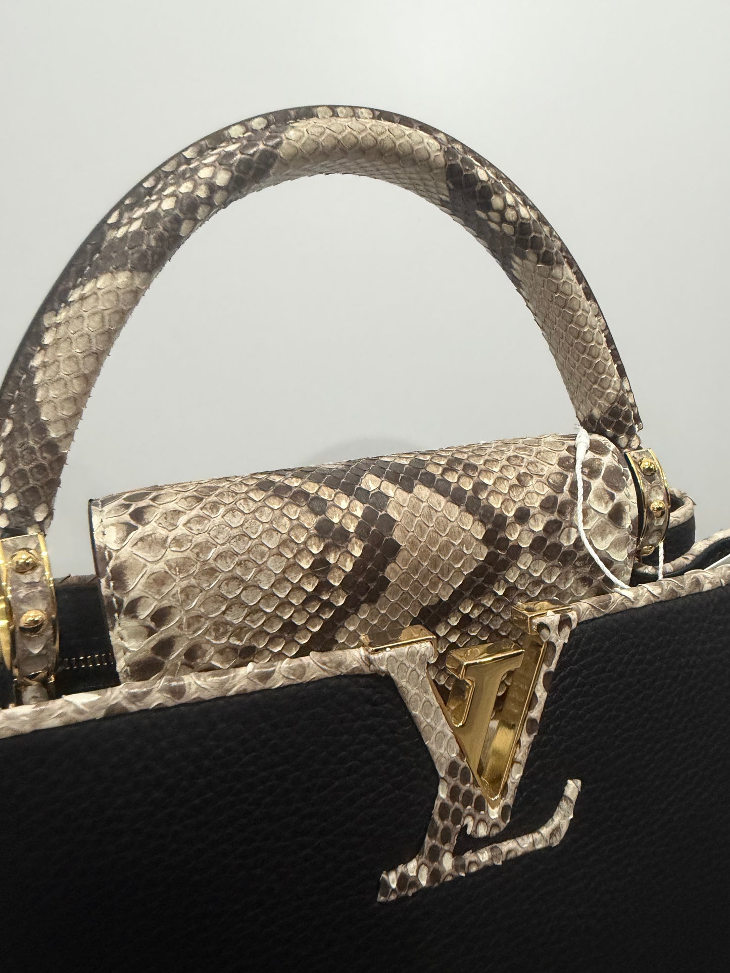 The Capucines Louis Vuitton Handbag, Black and Python