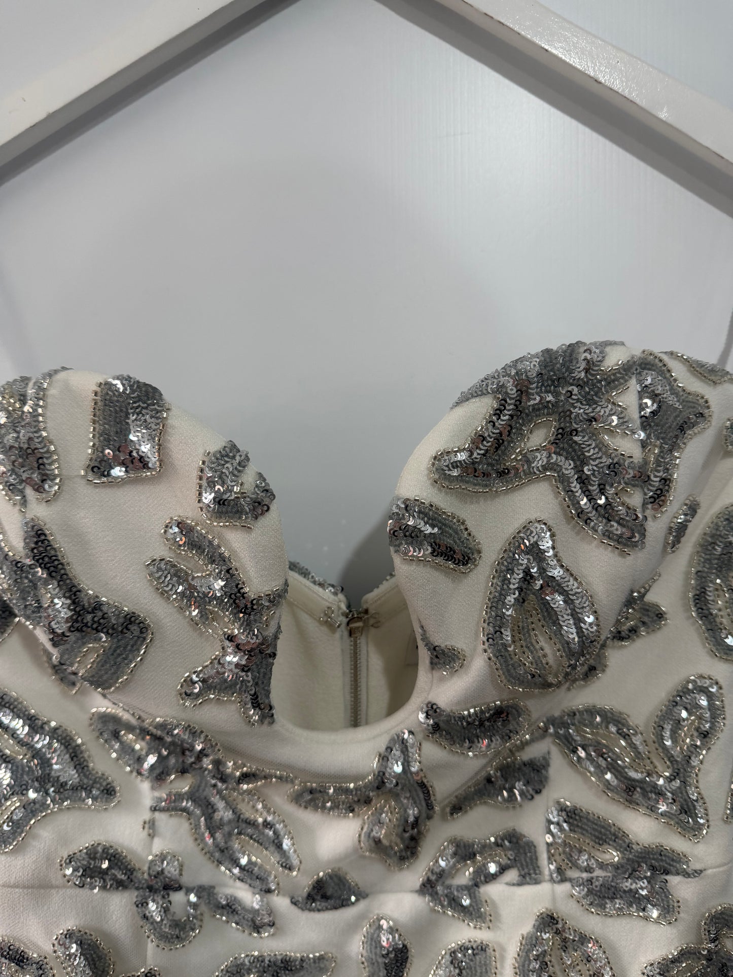 White and Silver Rebecca Vallance Brand New Dress, Size 8