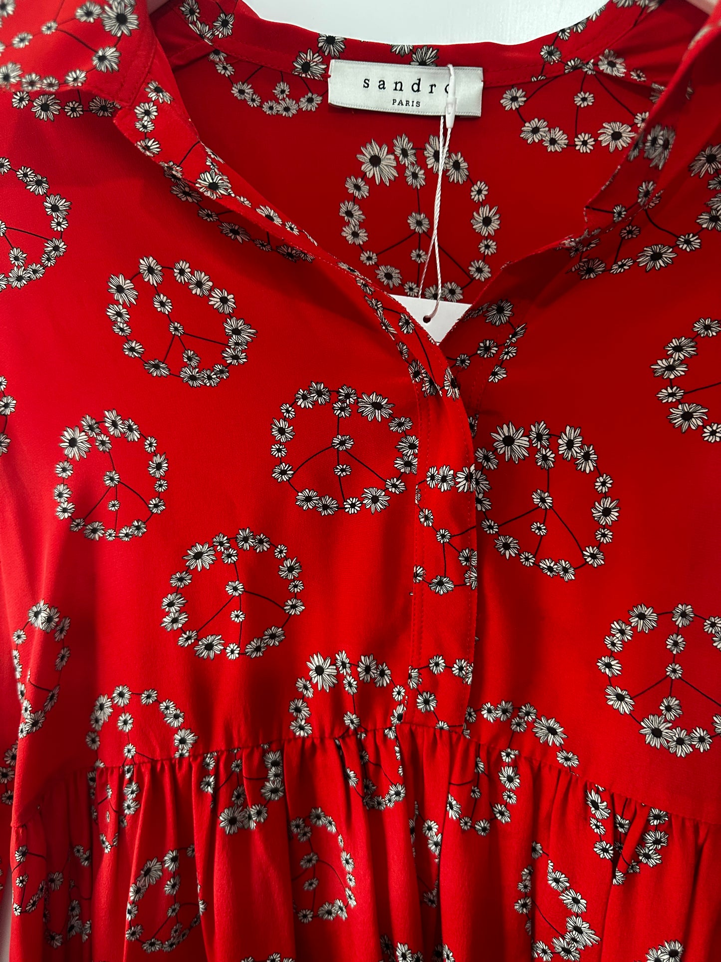 Red Sandro Silk Dress, Size S