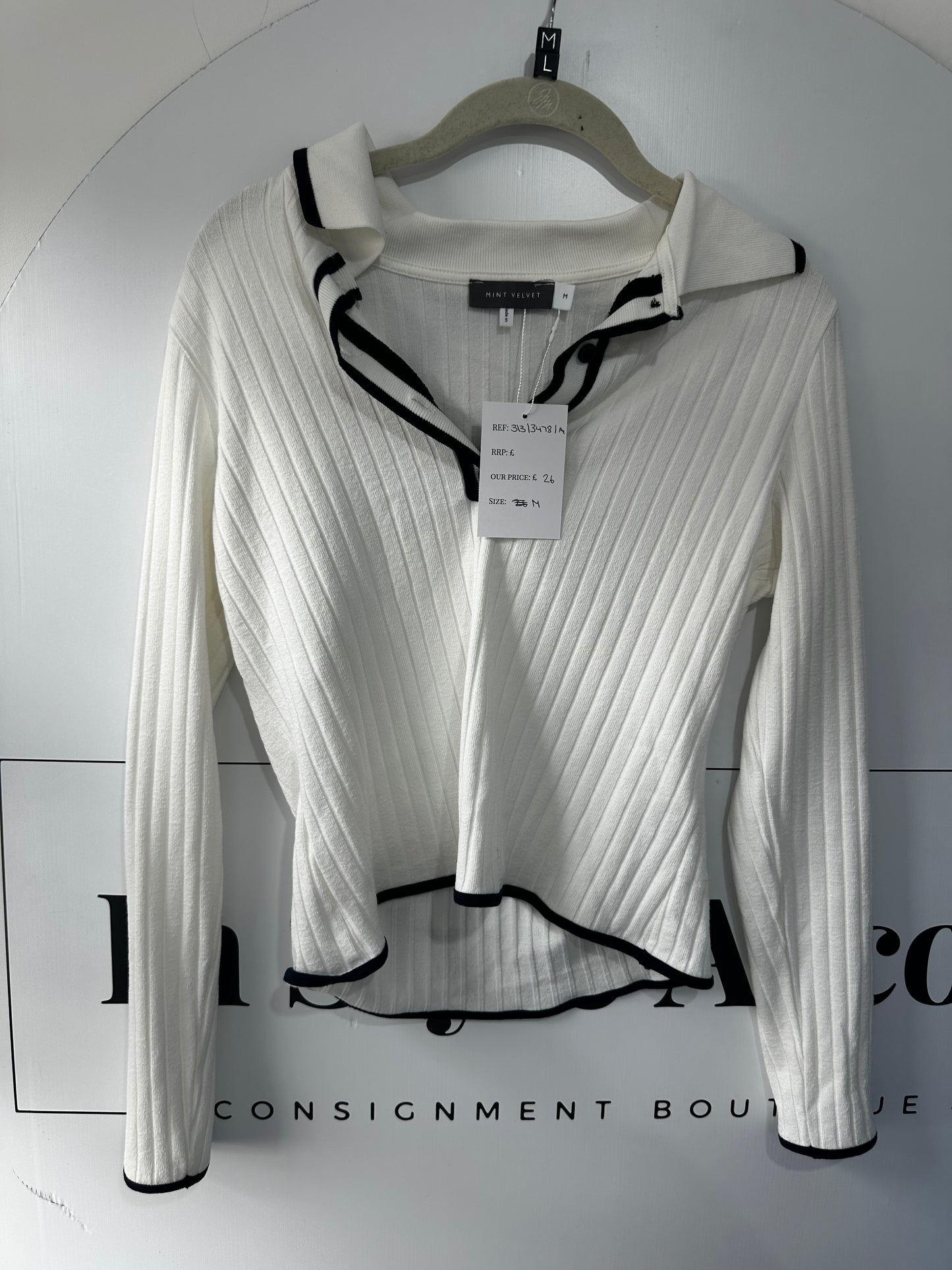 White Mint Velvet Top, Medium