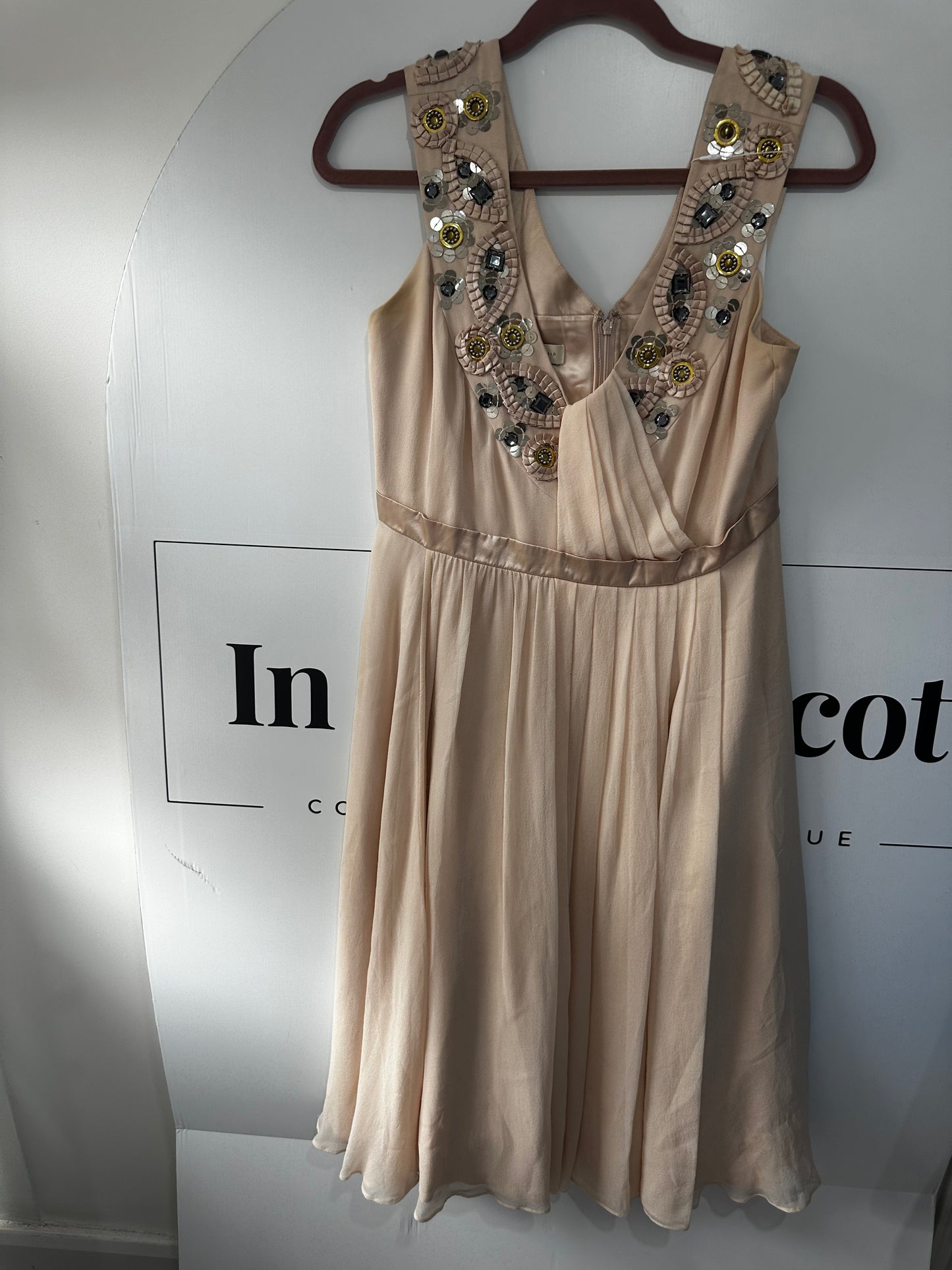 Dusky Pink Ann Louise Roswald Dress, Size 12 (Runs small)