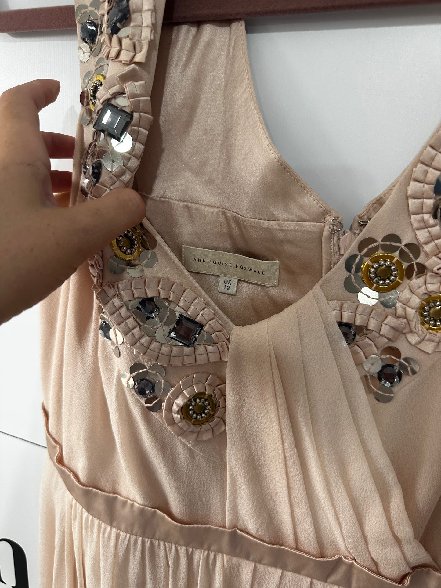 Dusky Pink Ann Louise Roswald Dress, Size 12 (Runs small)