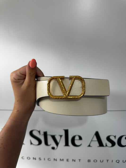 Reversible Cream/Black Valentino Garavani Belt, Size M