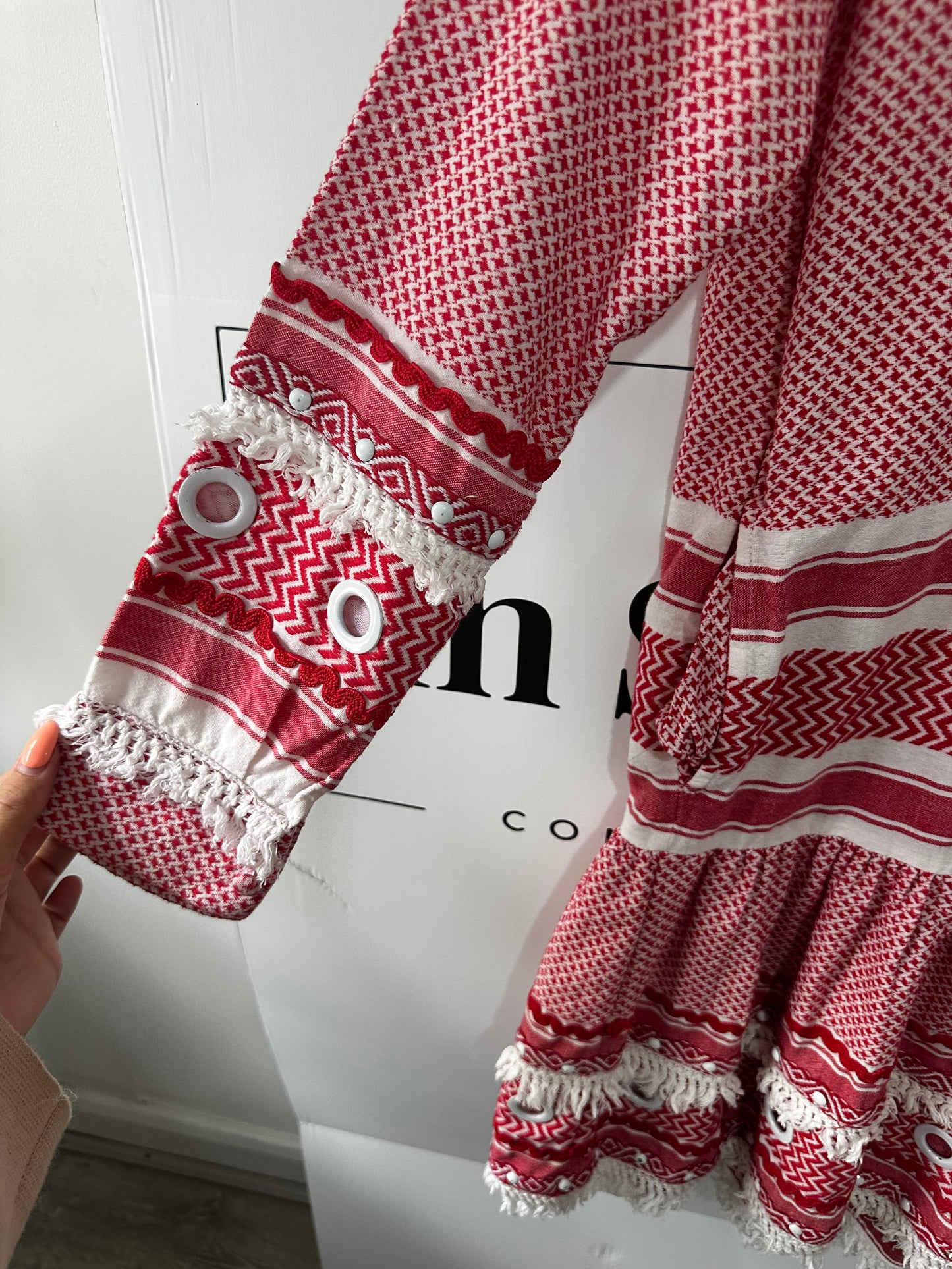 Red & White Dodo Bar Or Dress, Size Medium