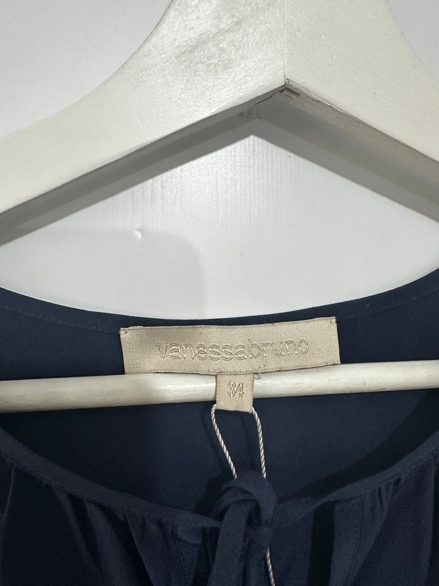Navy Vanessa Bruno Pussy-Bow Blouse, Size 8