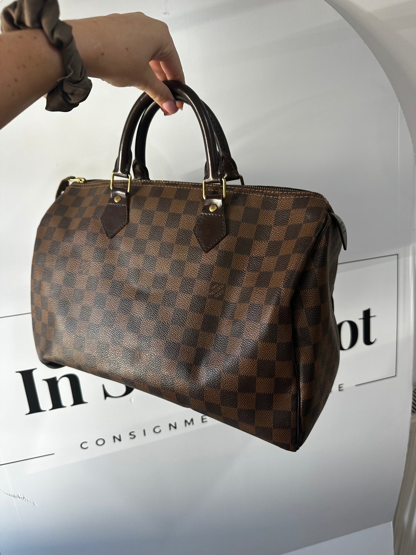 Damier Ebene Louis Vuitton Speedy Bag, 30