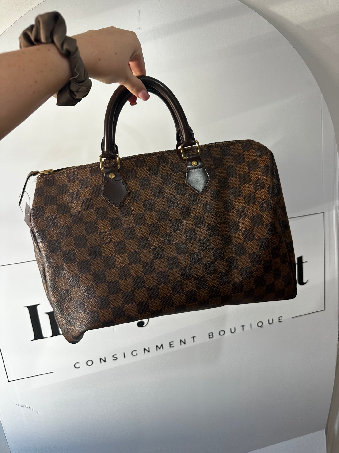 Damier Ebene Louis Vuitton Speedy Bag, 30