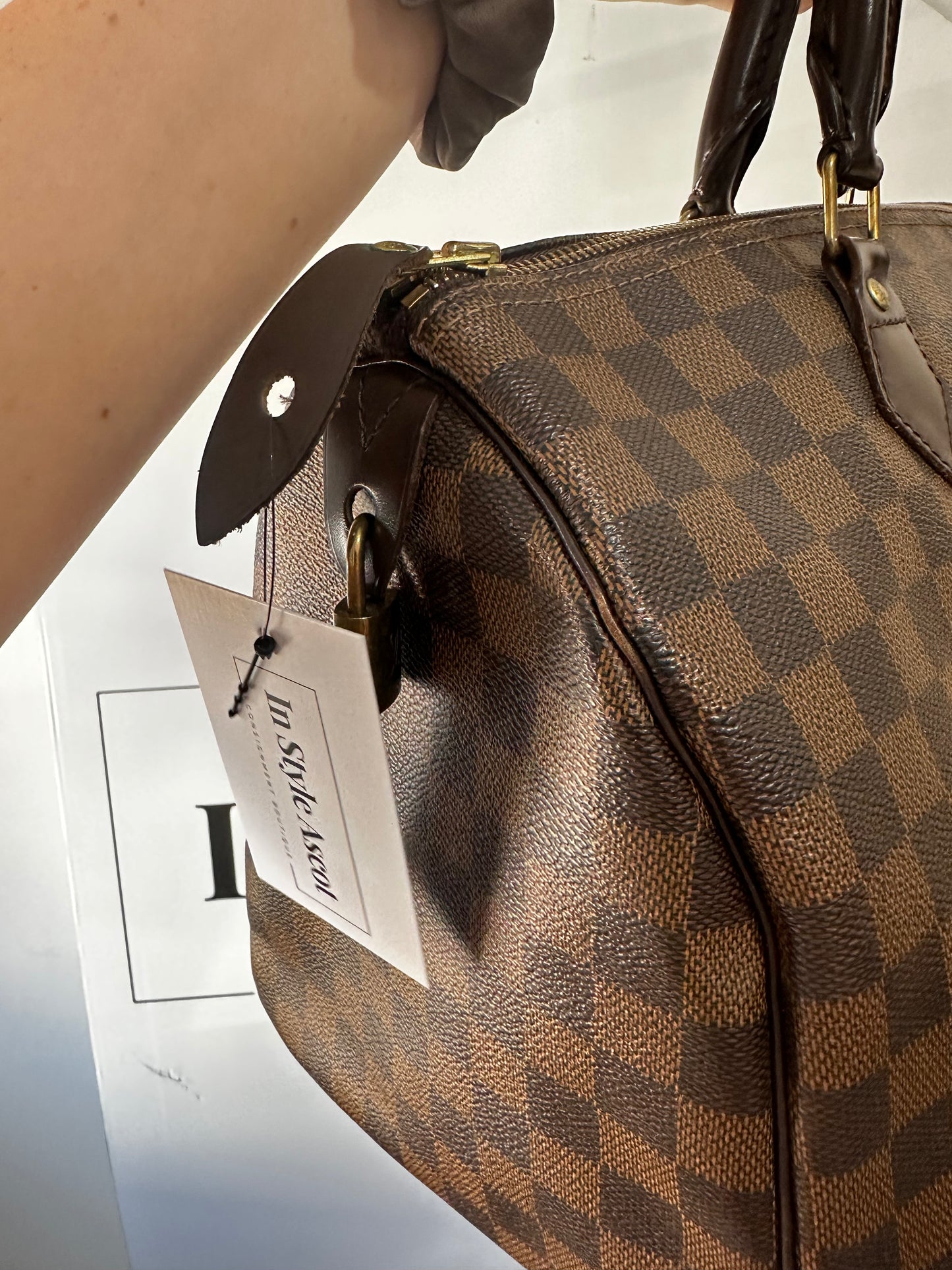Damier Ebene Louis Vuitton Speedy Bag, 30