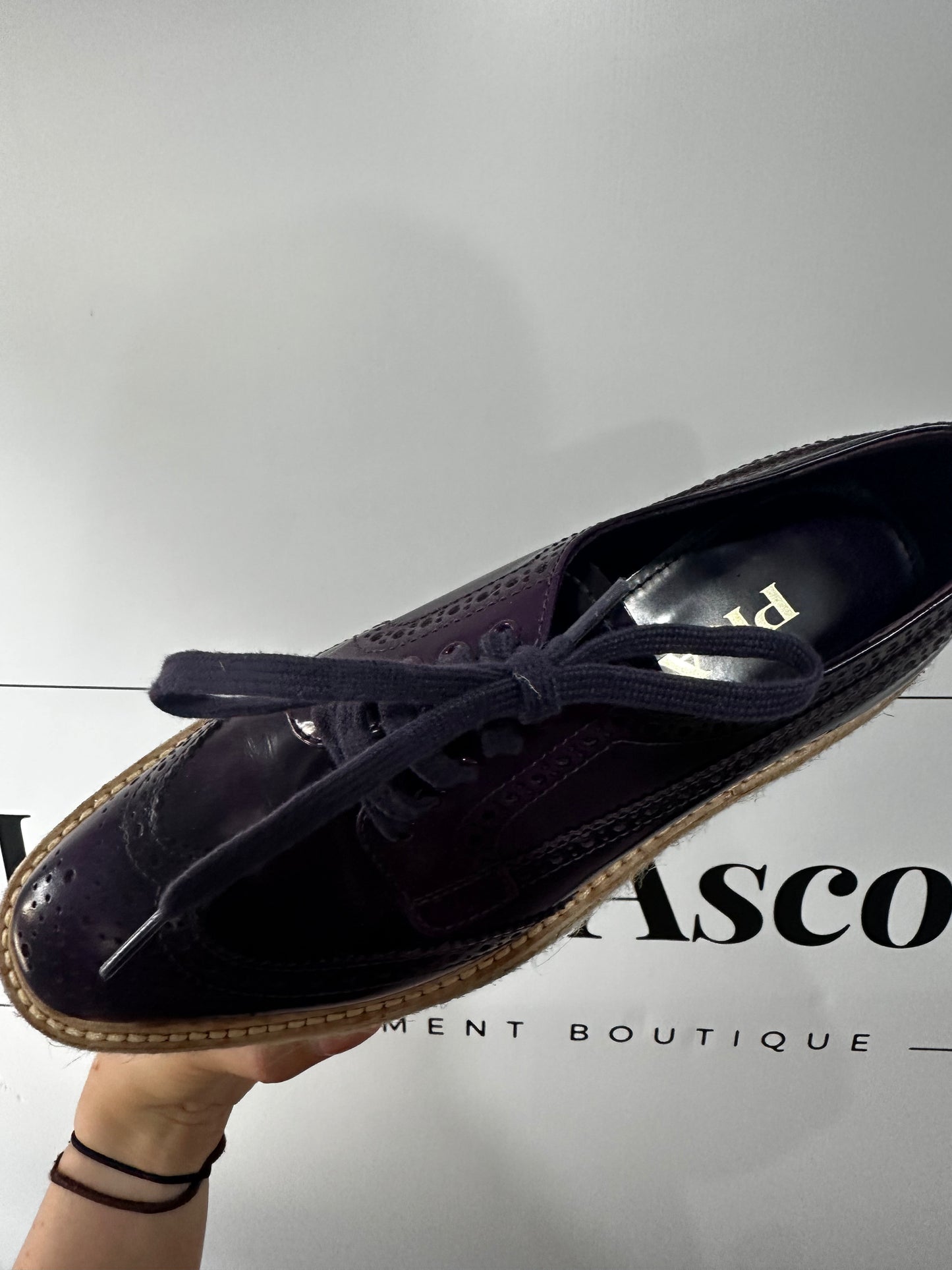 Purple Prada Loafers Lace Up, Size 3