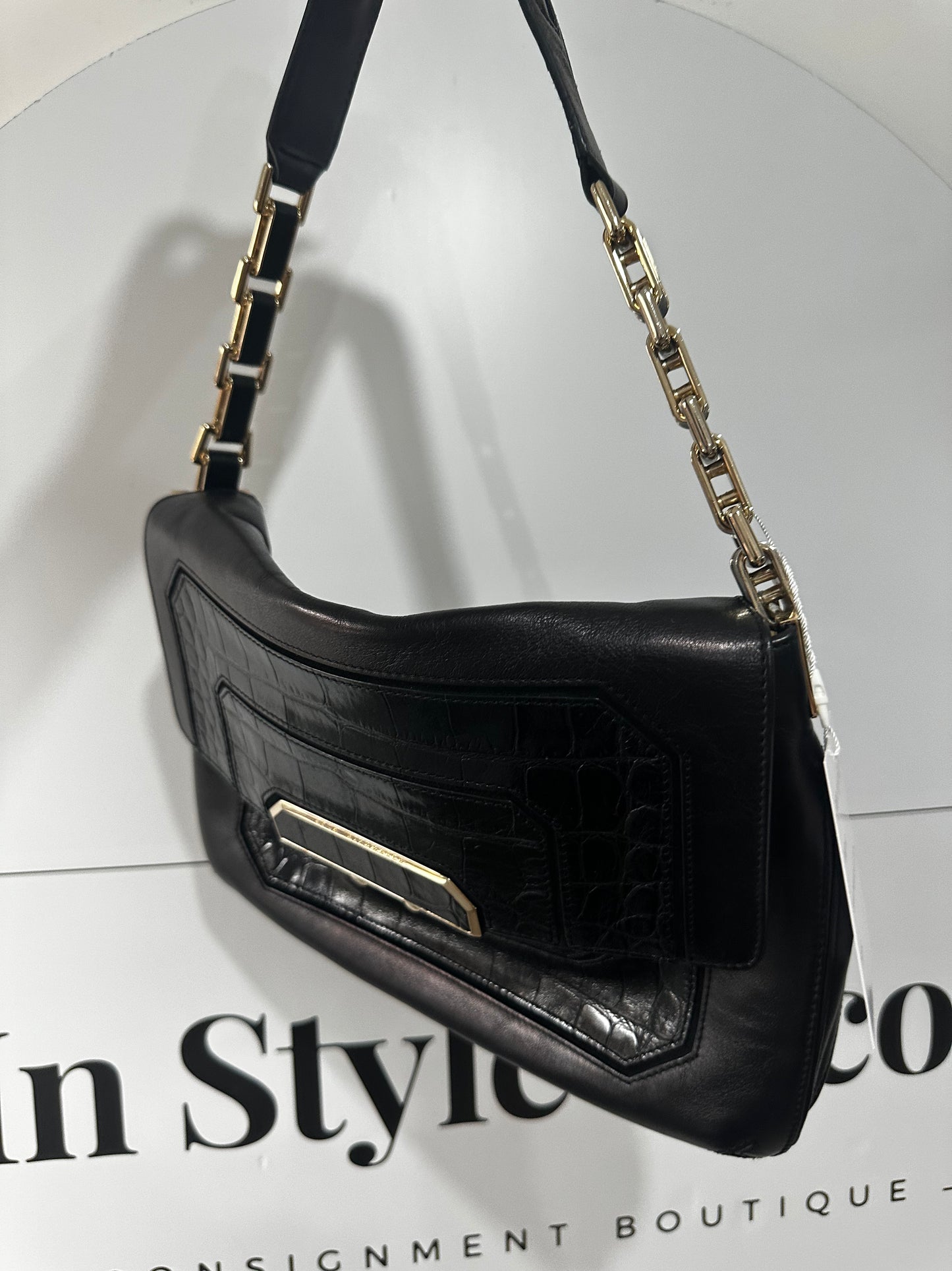 Black Anya Hindmarch Bag, Croc