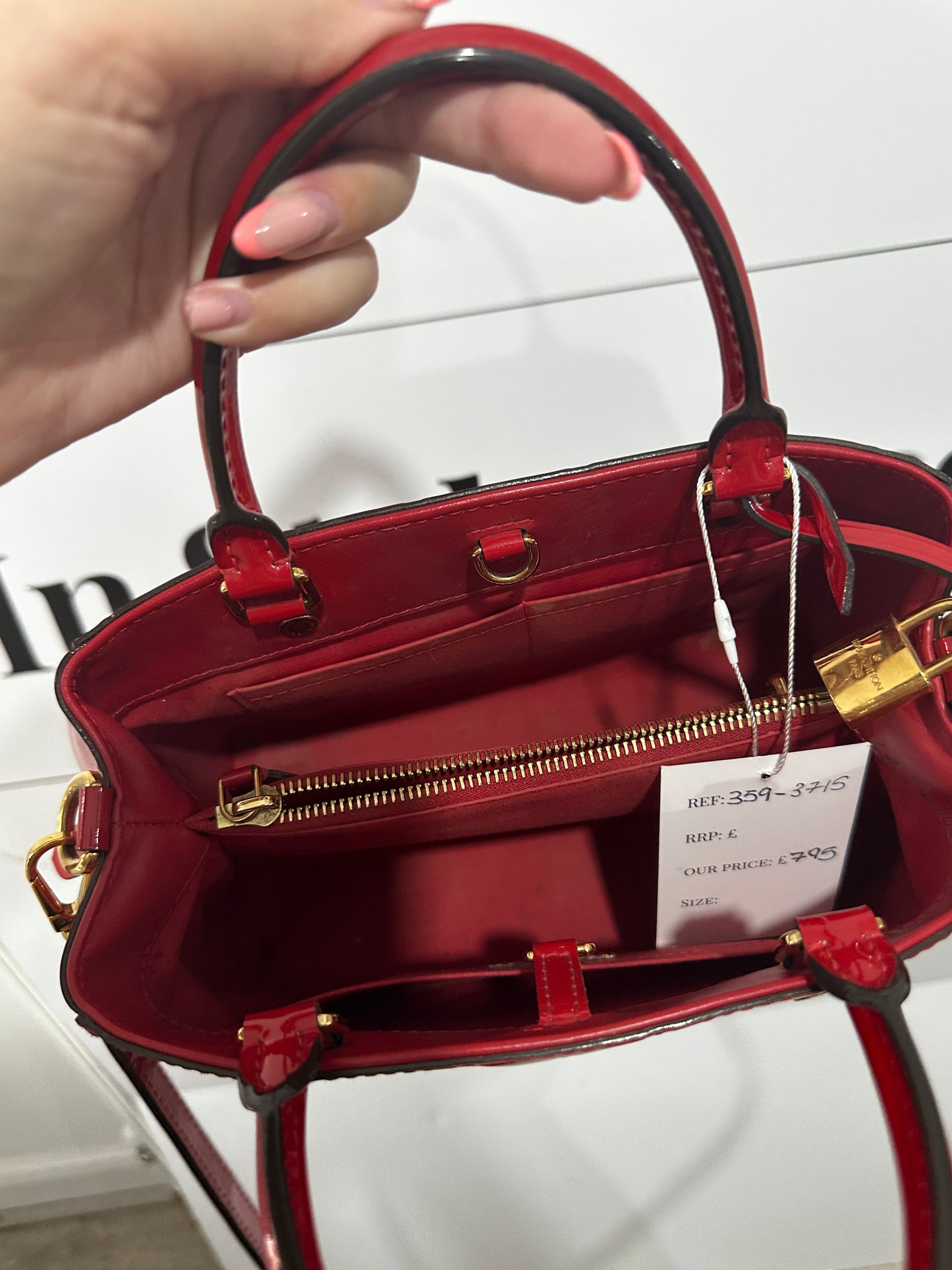 Red Louis Vuitton Patent Leather, 11inches W x 8 Inches H Approx