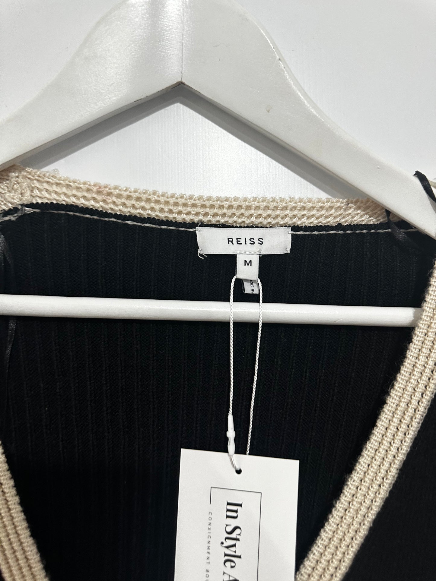 Black & Cream Reiss Knit Dress, Size M (10-12)