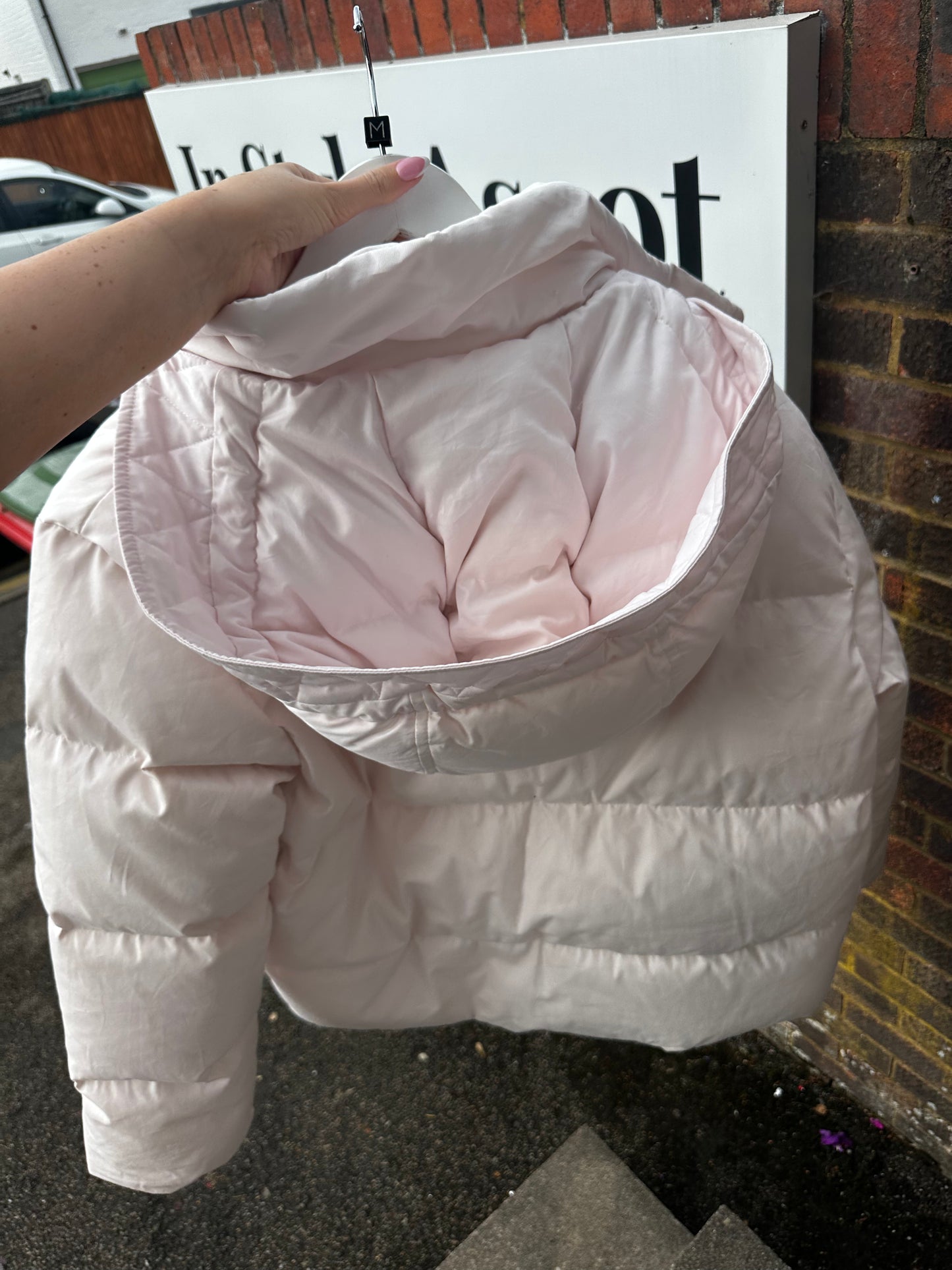Light Pink Burberry Puffer Coat, Size 10-12