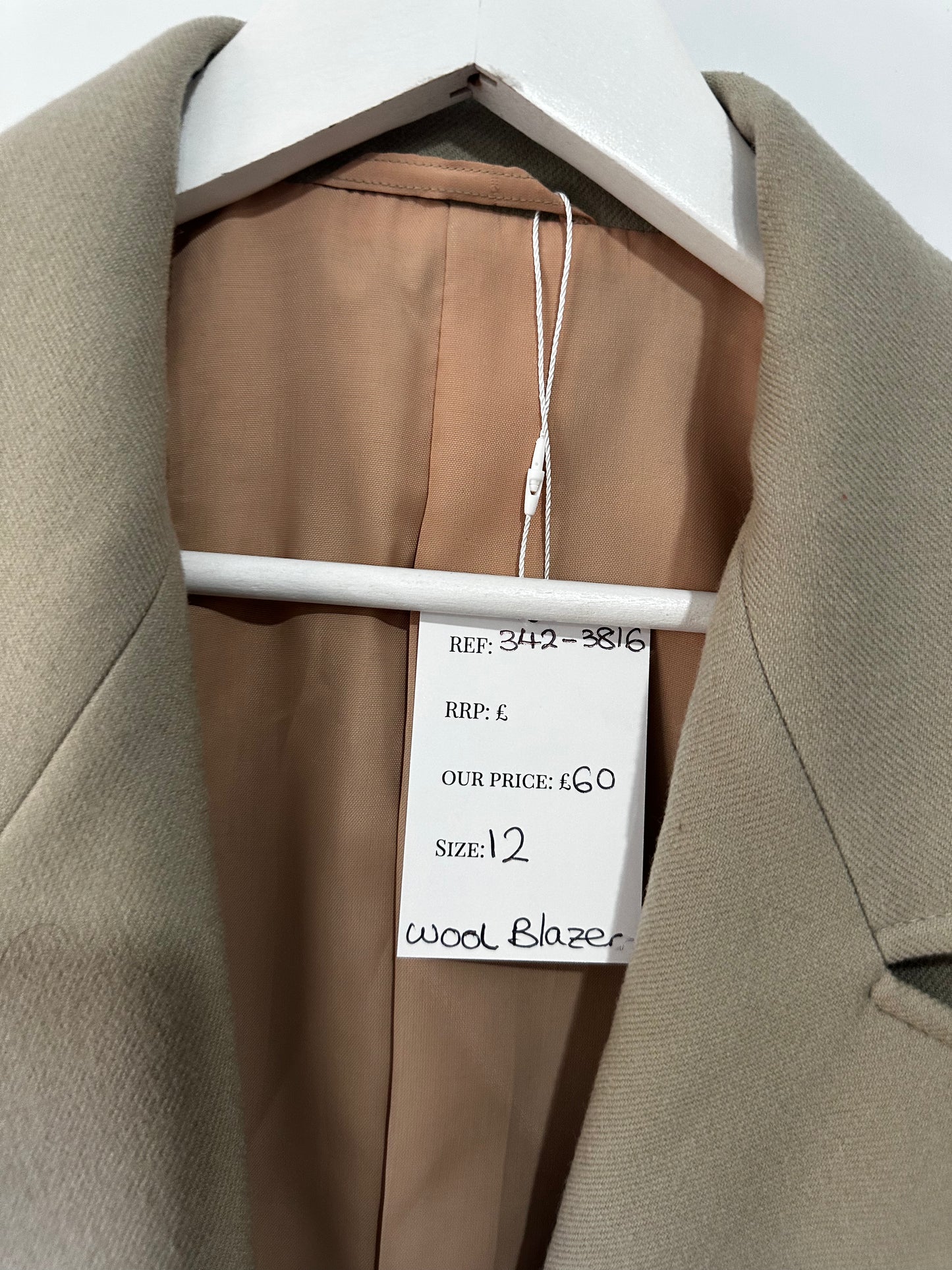 Size 12 Wool Blazer, Beige
