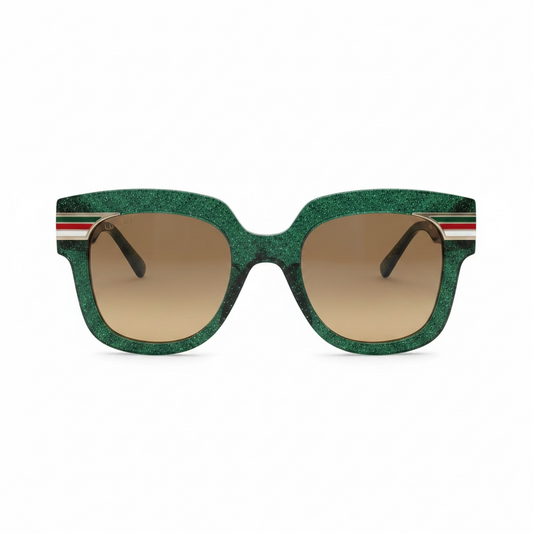 Preloved, Green Glitter Gucci Sunglasses, With Case
