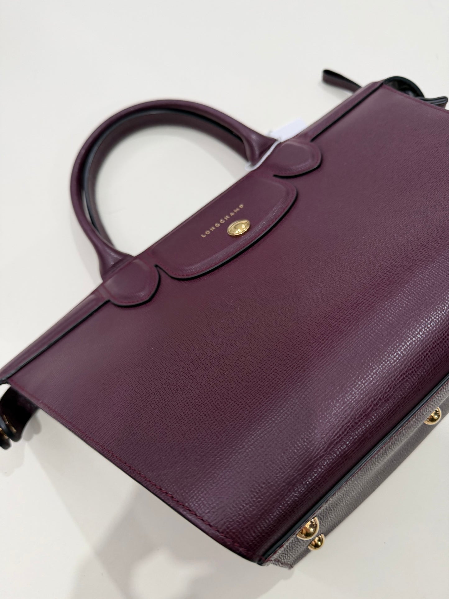 Purple/Aubergine Longchamp Handbag with Crossbody Strap, Le Pliage Heritage