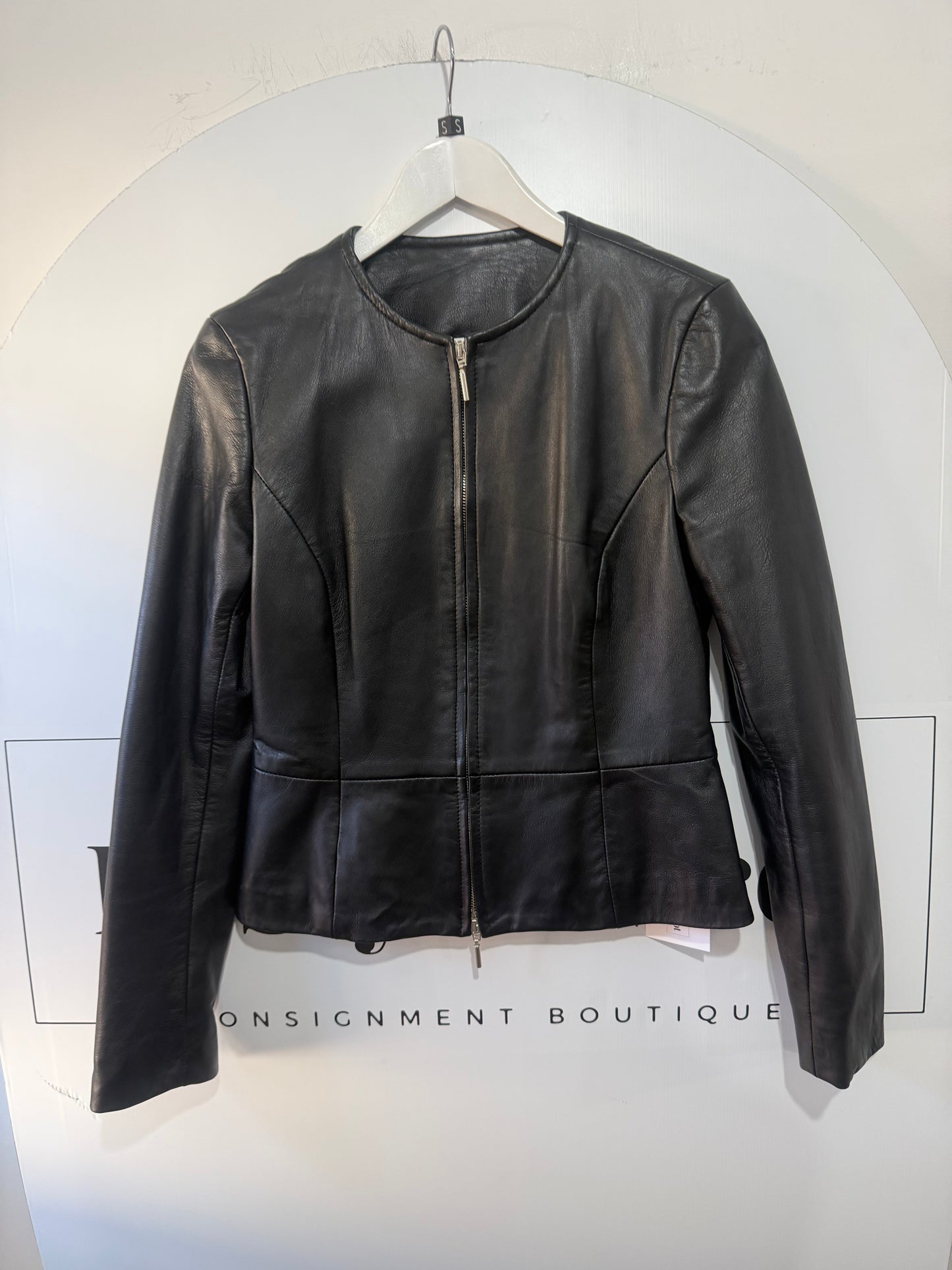 Black Jasper Conran Leather Jacket, Size 10/12