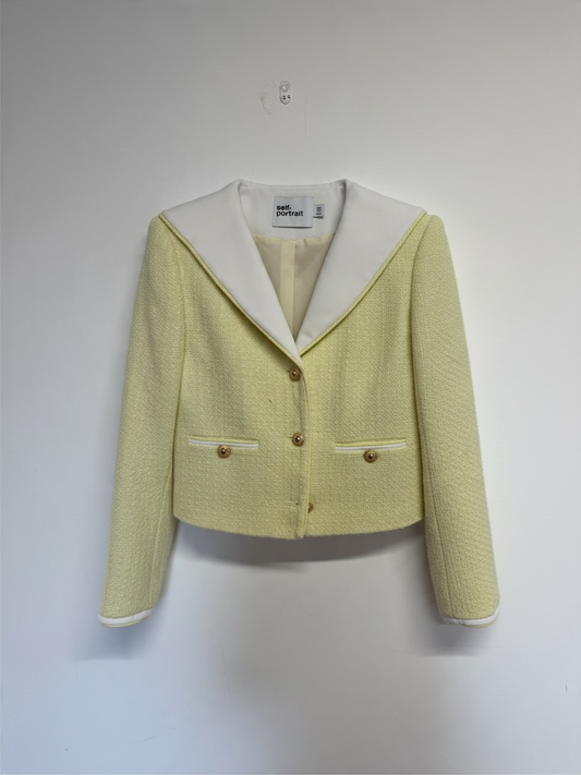 Preloved Self-Portrait Blazer Size 6 Tweed Yellow