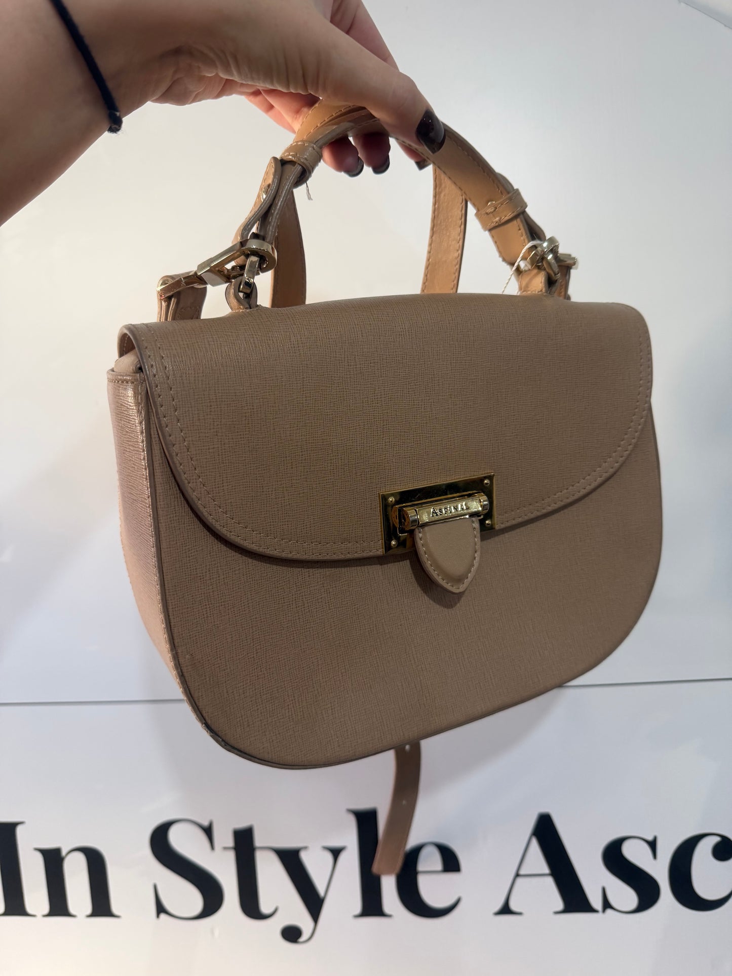 Beige Aspinal of London Crossbody Bag