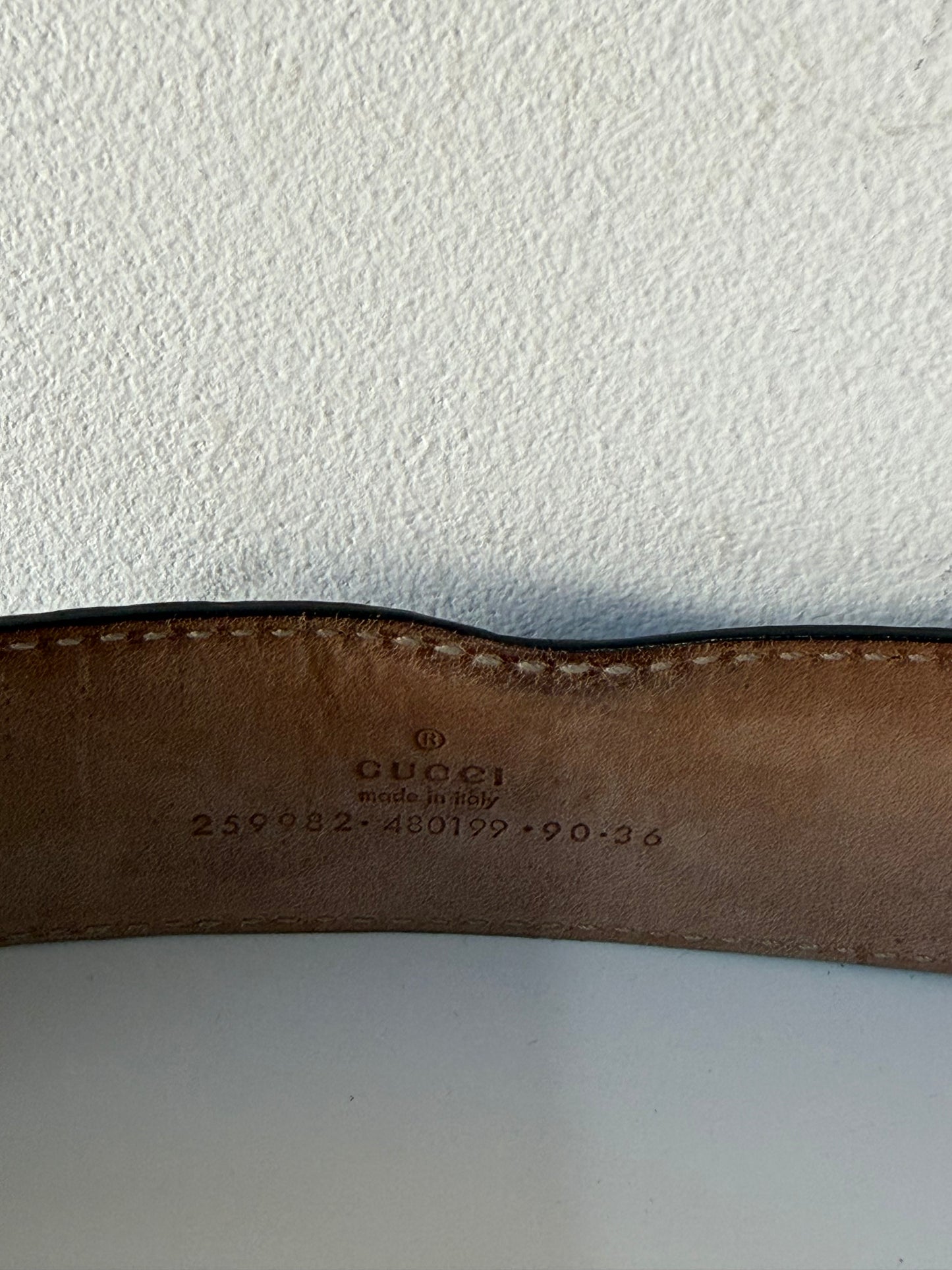 Pre-owned, Black w Silver Hardware Gucci Belt, Size 90/36