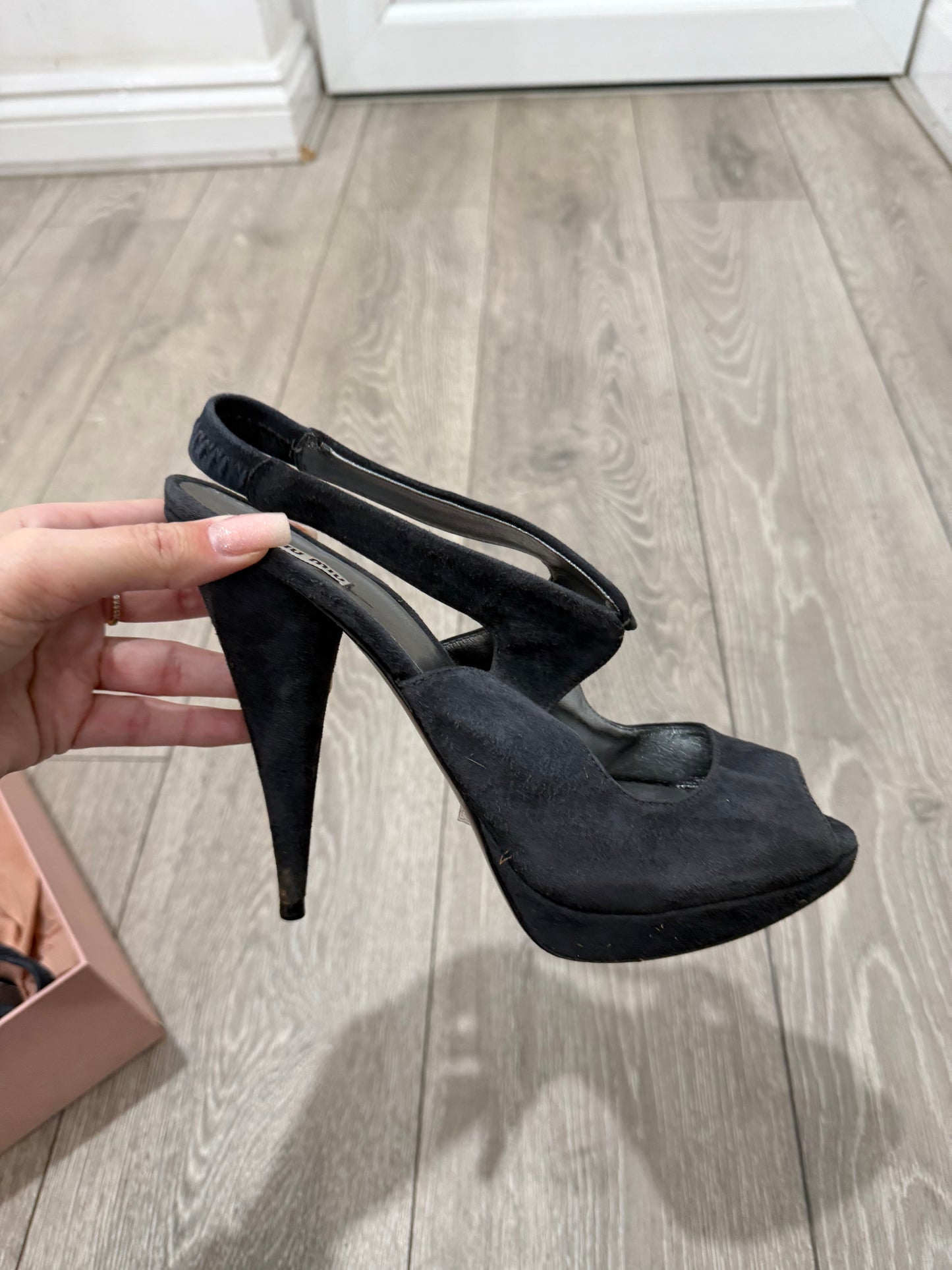 Pre-owned Slate Grey Miu Miu Platform Heels, Size 7 - 40