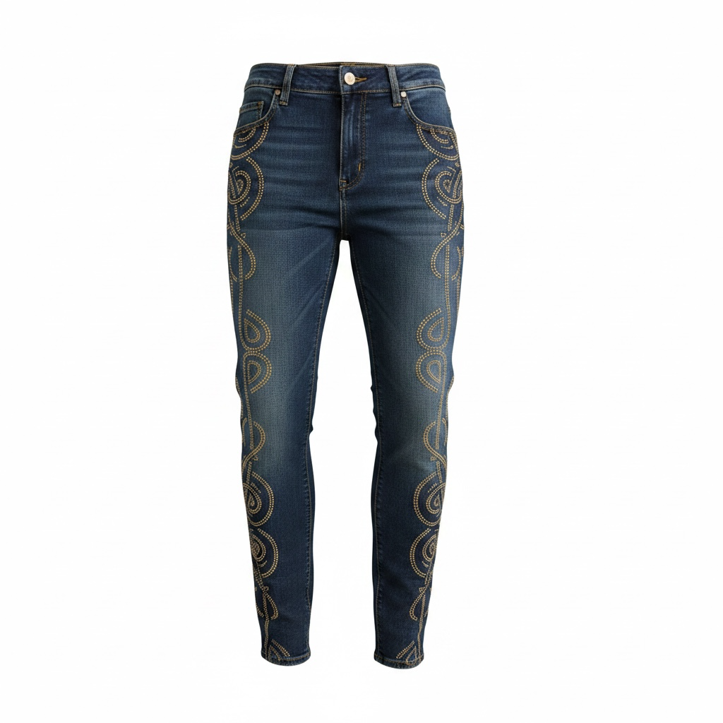 Pre-owned blue with gold studs Versace jeans Jeans, Size w 26