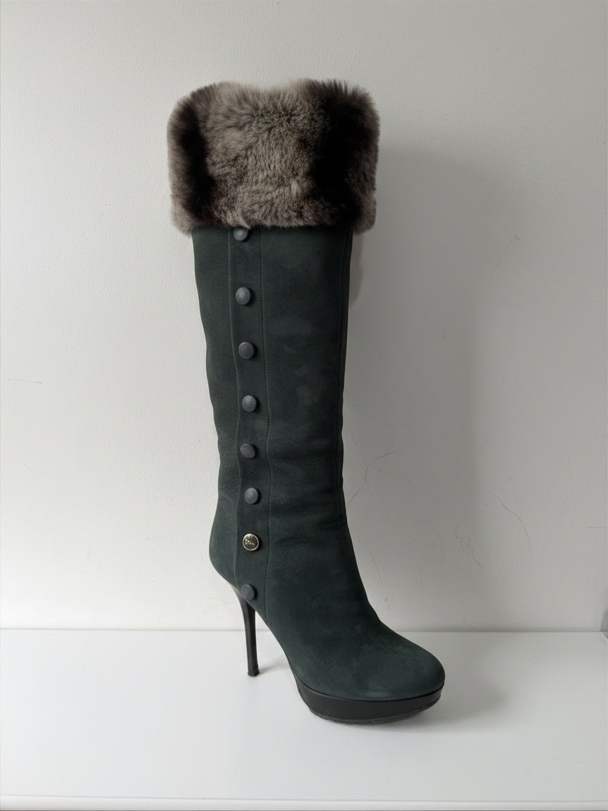 Preloved Christian Dior Knee High Boots Size 4 Grey