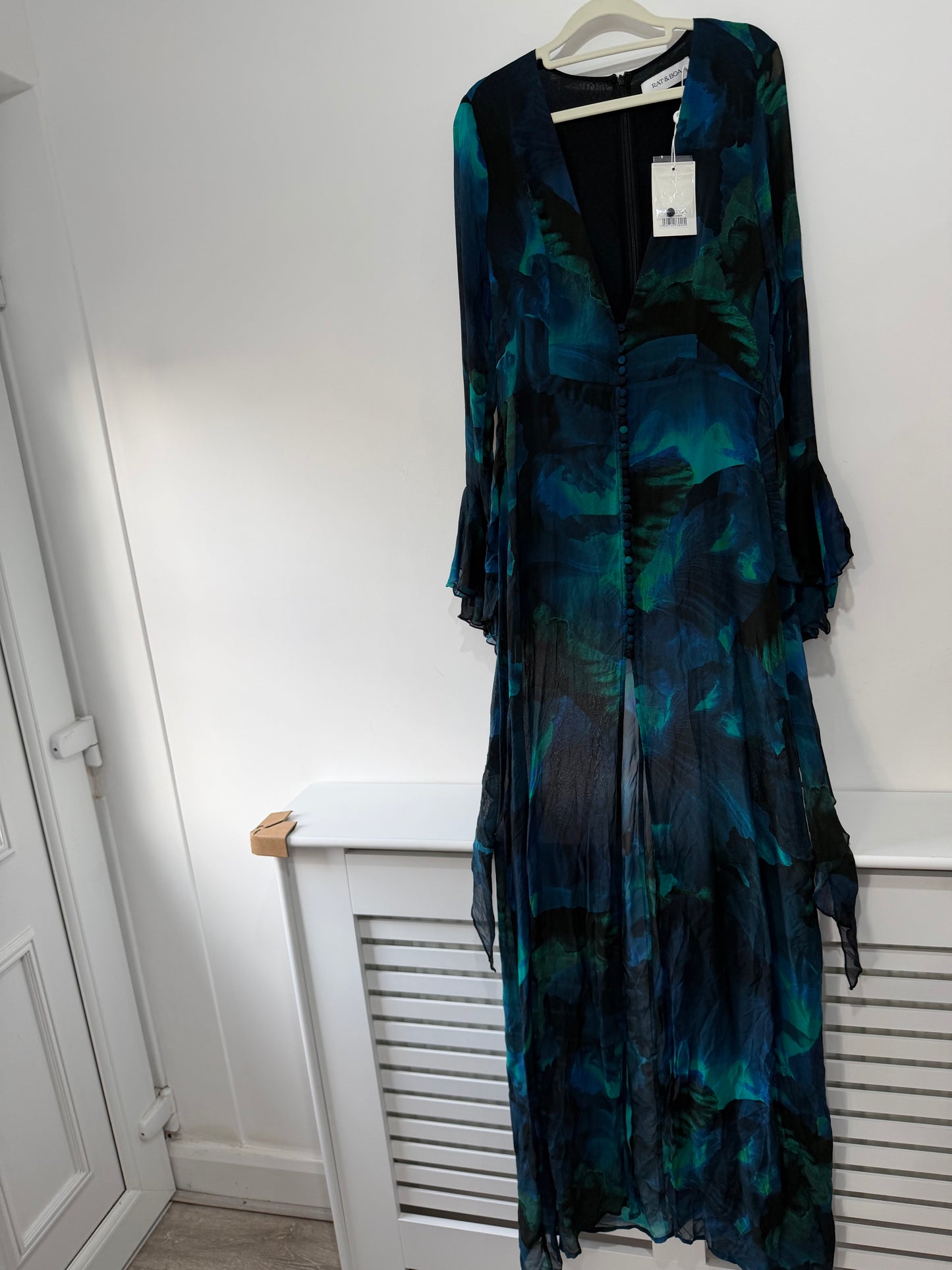 Pre-owned blue and green Rat & Boa Beach cover up dress, Size Medium Fiorella Floral Dress