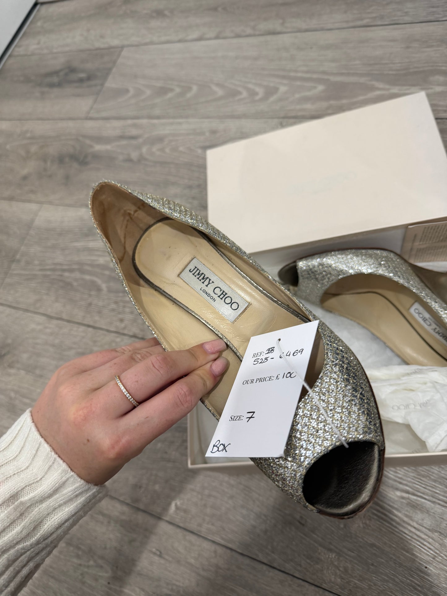 Pre-owned Gold Glitter Jimmy Choo Heels, Size 7 - 40