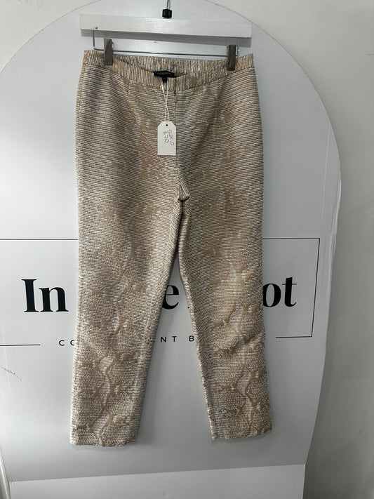 Cream Tweed Rohmir 100% Silk Trousers, Size 10