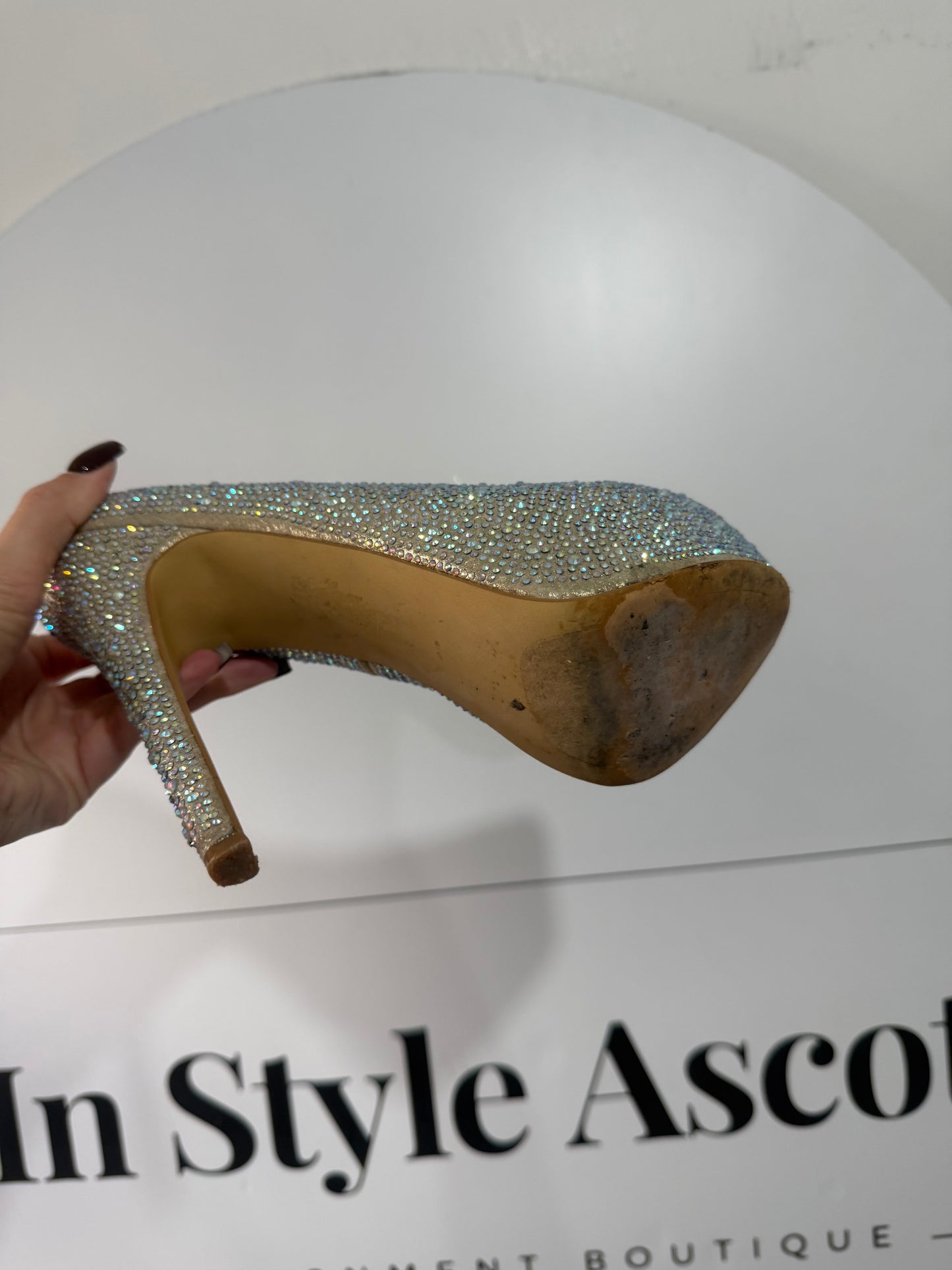 Silver Sequin Steve madden Heels, 6