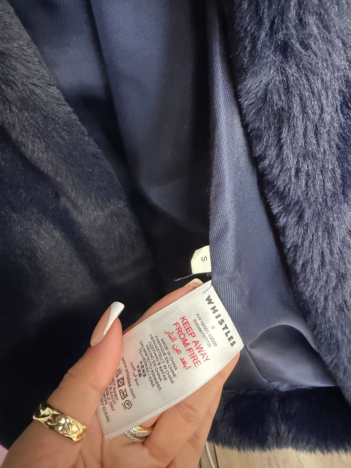 Preloved Whistles Coat Small Navy
