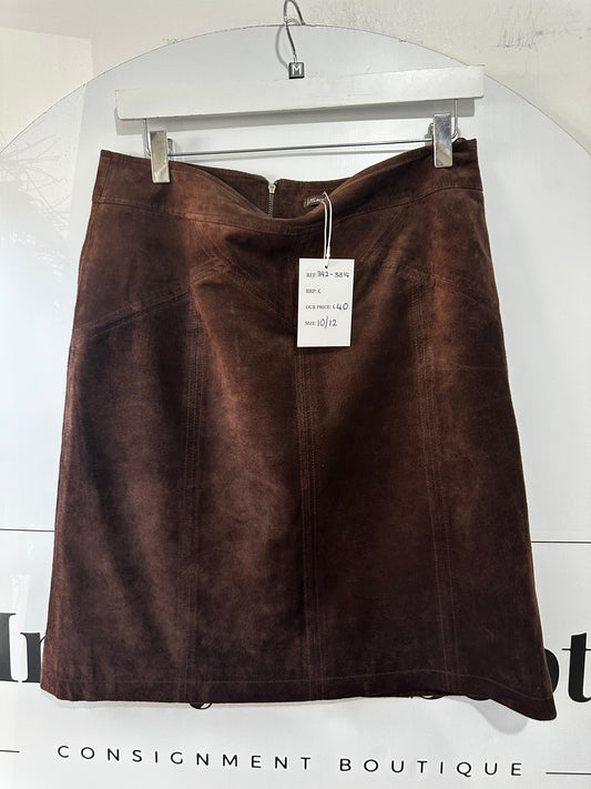 Brown Suede J M Cloughlin Skirt, Size 10/12
