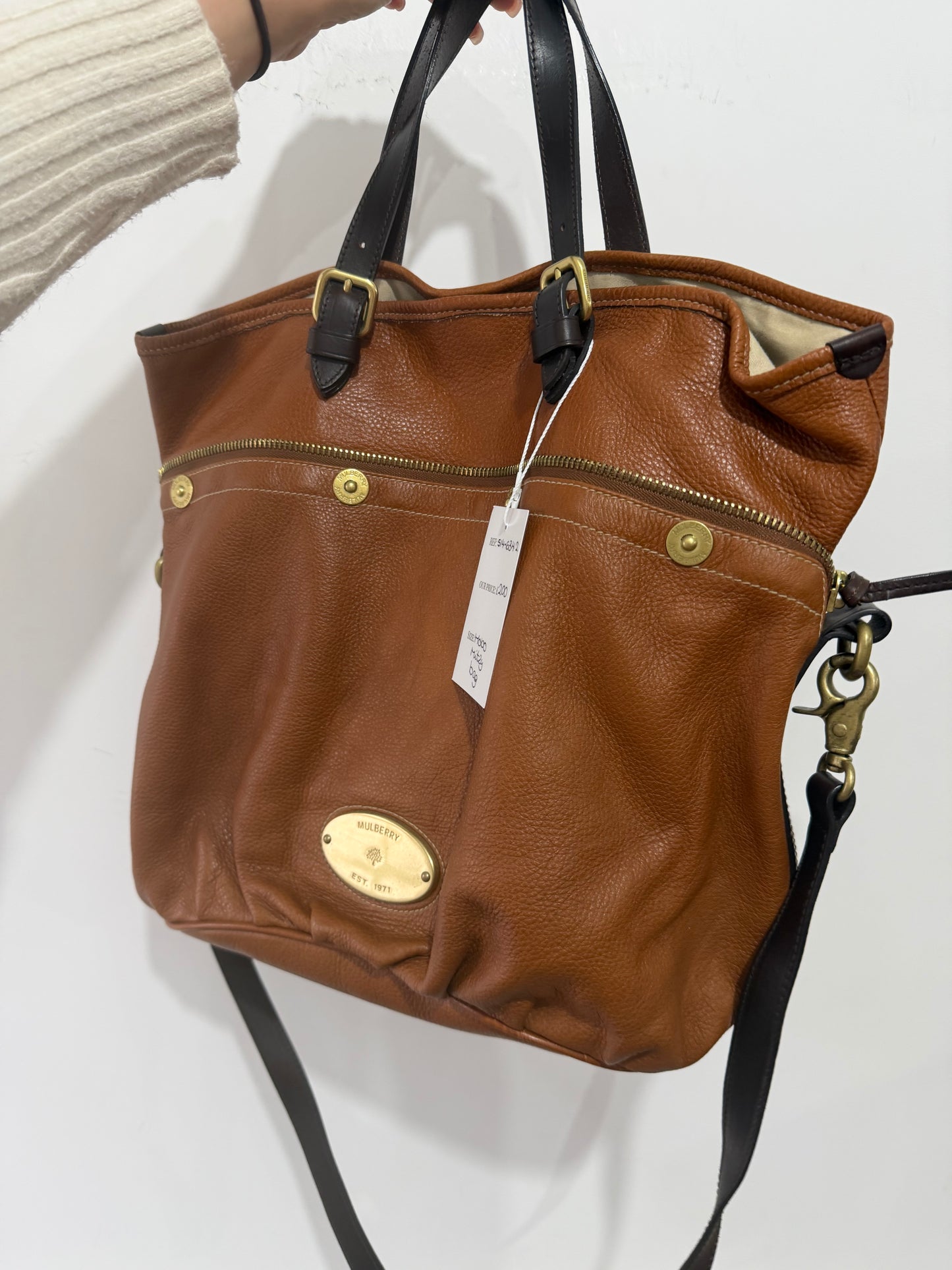 Oak Mulberry Mitzy Hobo Bag, Calfskin Leather