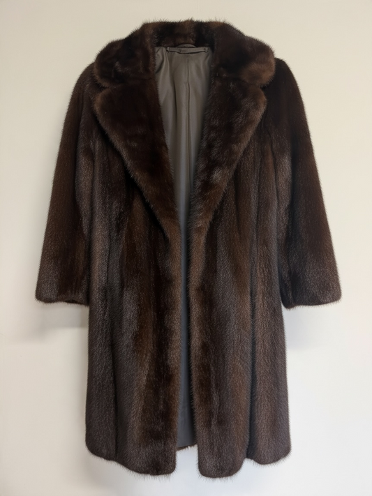 Preloved Mink Fur Coat Small / Medium Dark Brown