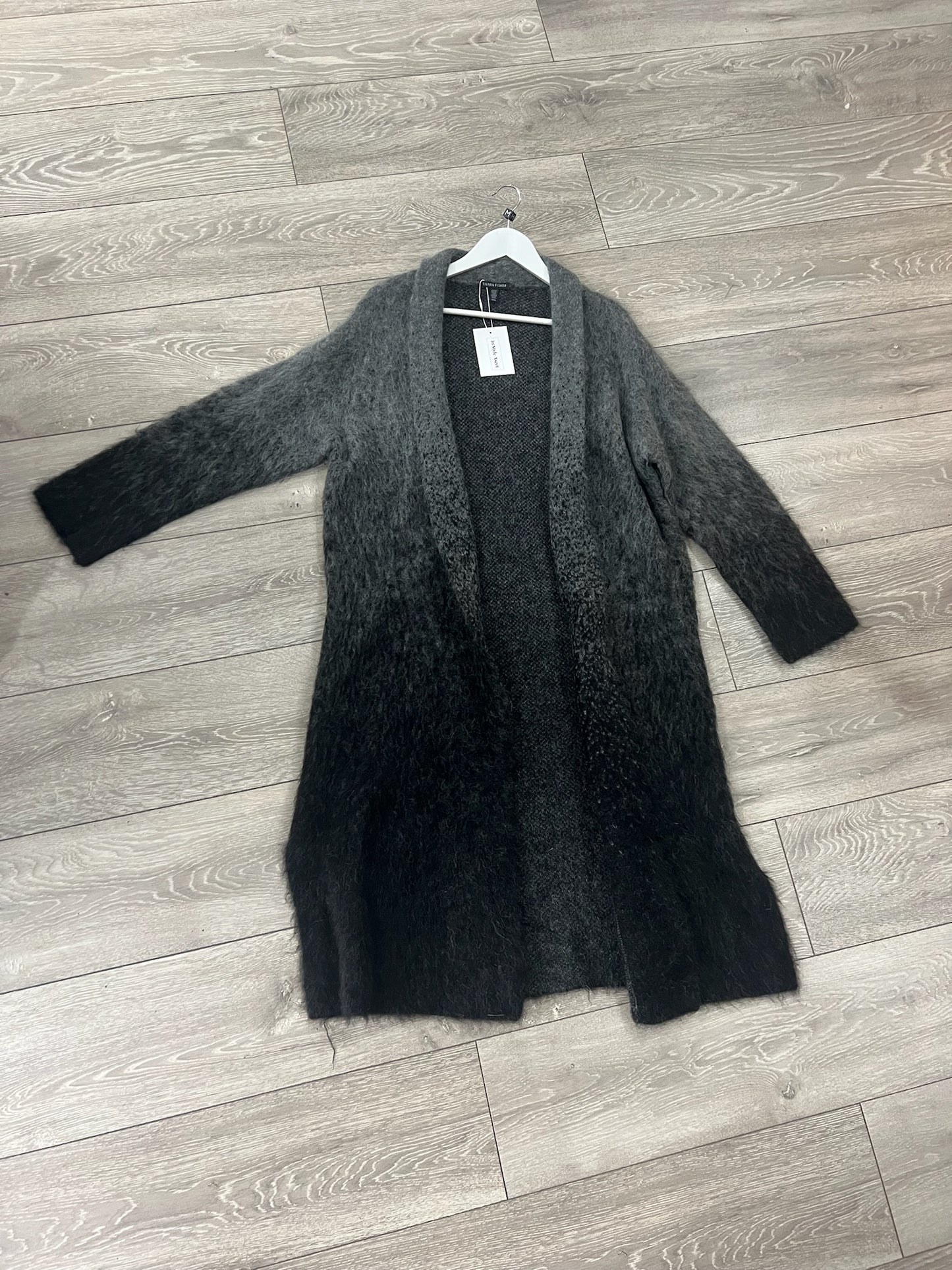 Grey Mohair and Alpaca Eileen Fisher Cardigan, Size M, Pre-owned