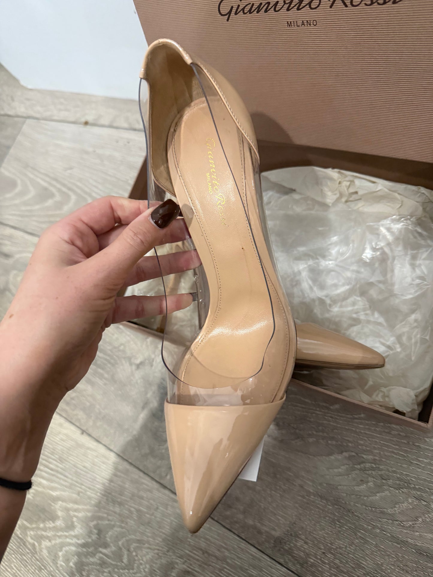 Clear Giannvito Rossi Heels, Size 41