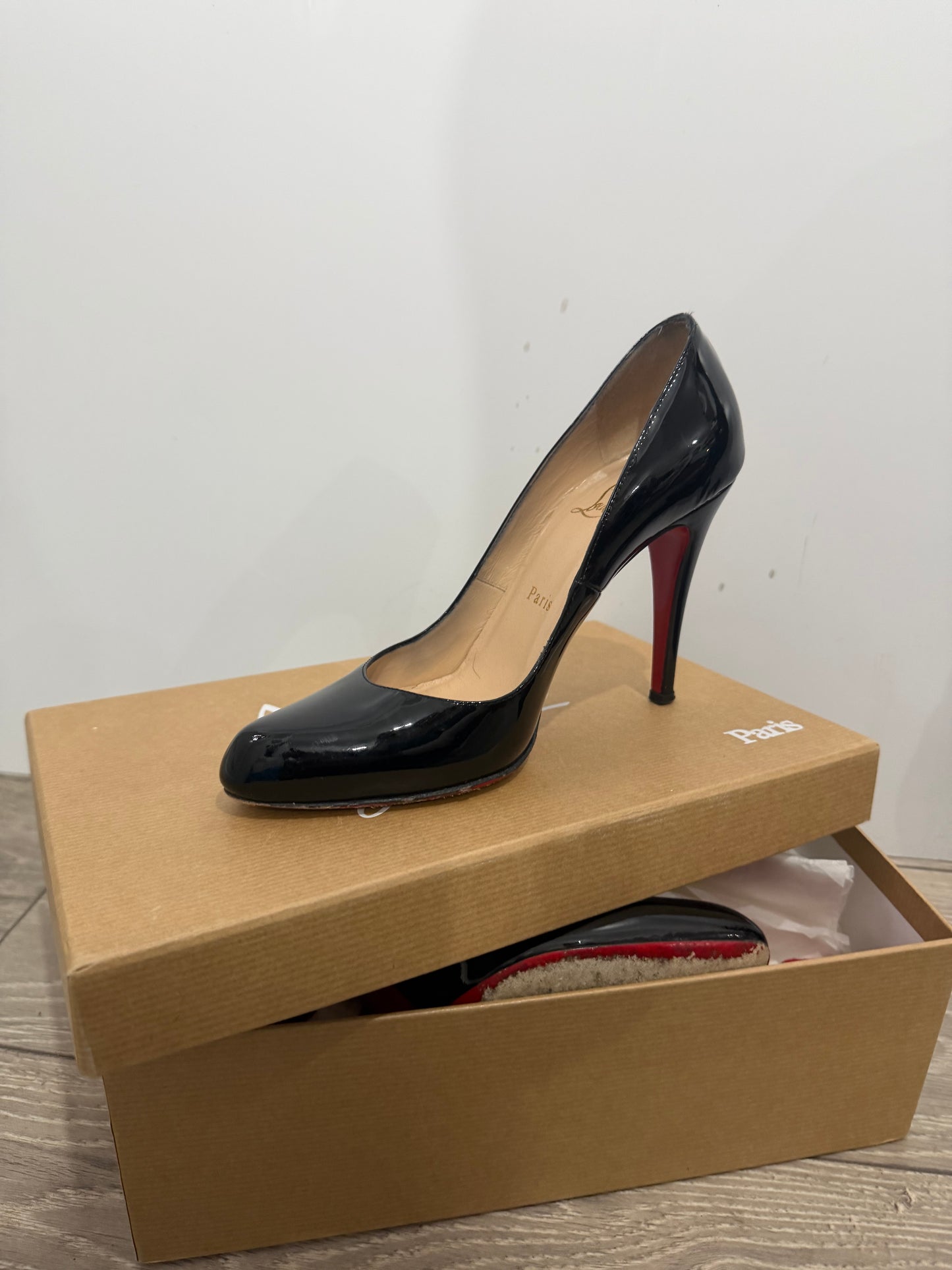 Patent Black Christian Louboutin Decollete 100, Size 37.5