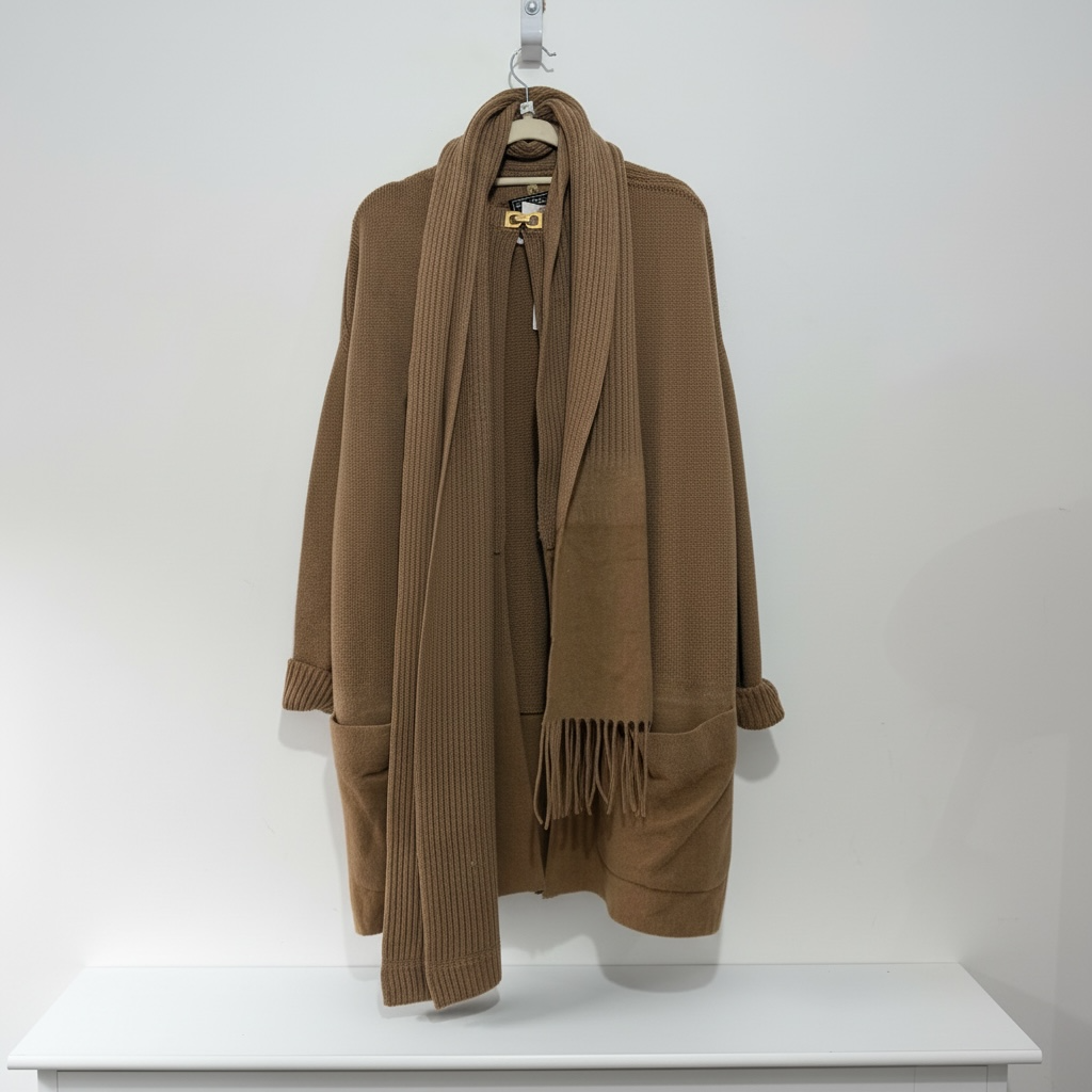 Pre-owned, Camel Salvatore Ferragamo Cape Poncho, Size M/L