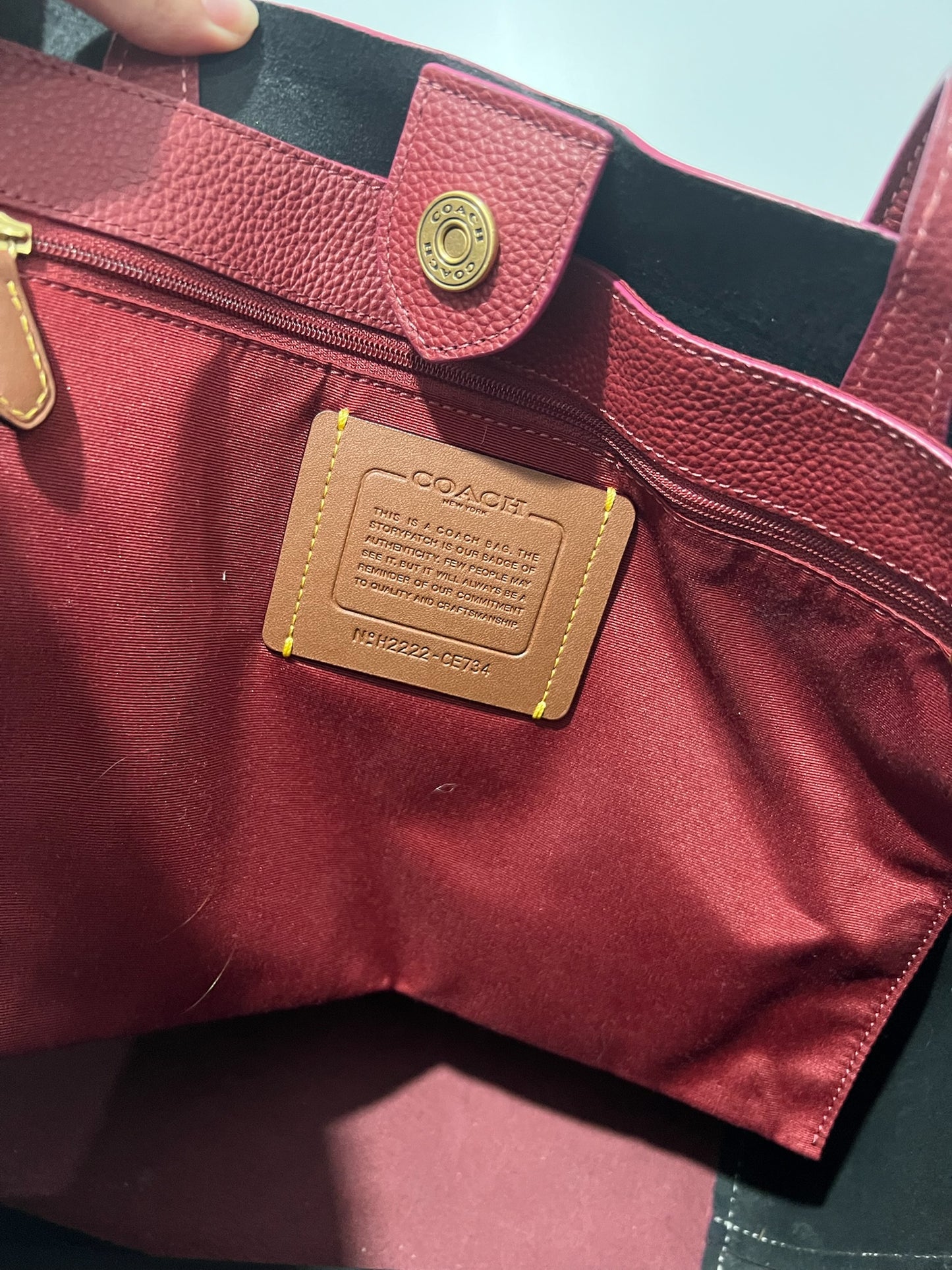 Black and Burgundy Coach Tote Bag