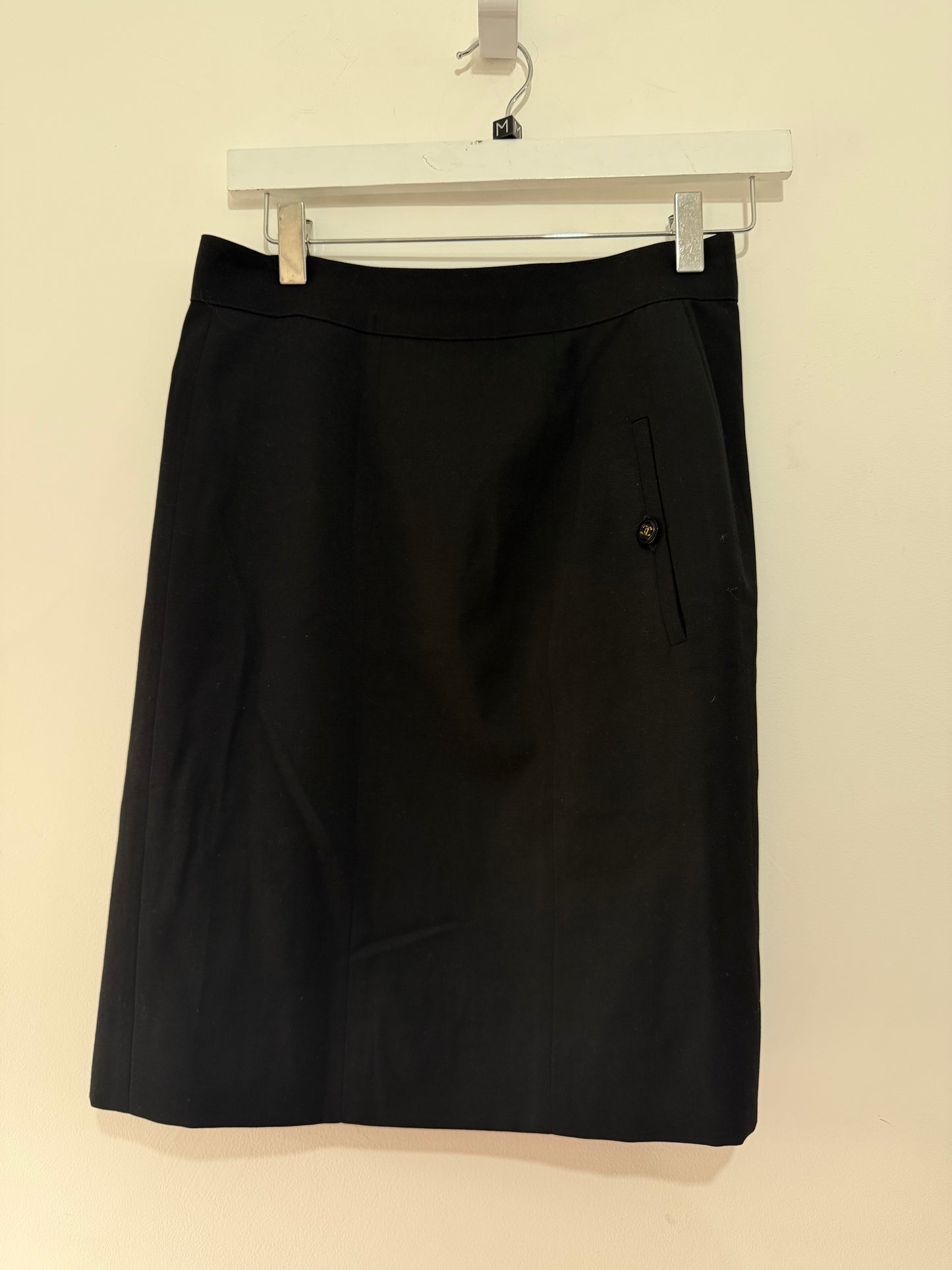 Preloved, Black Chanel Skirt, UK 10