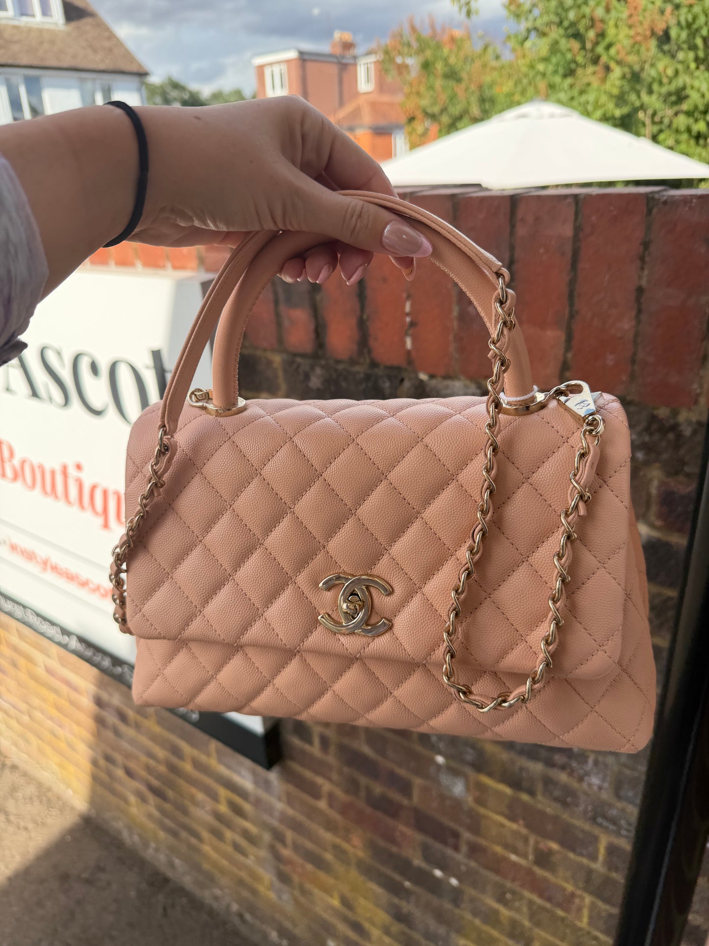 Preloved Chanel Coco Top Handle Flap Handbag Small