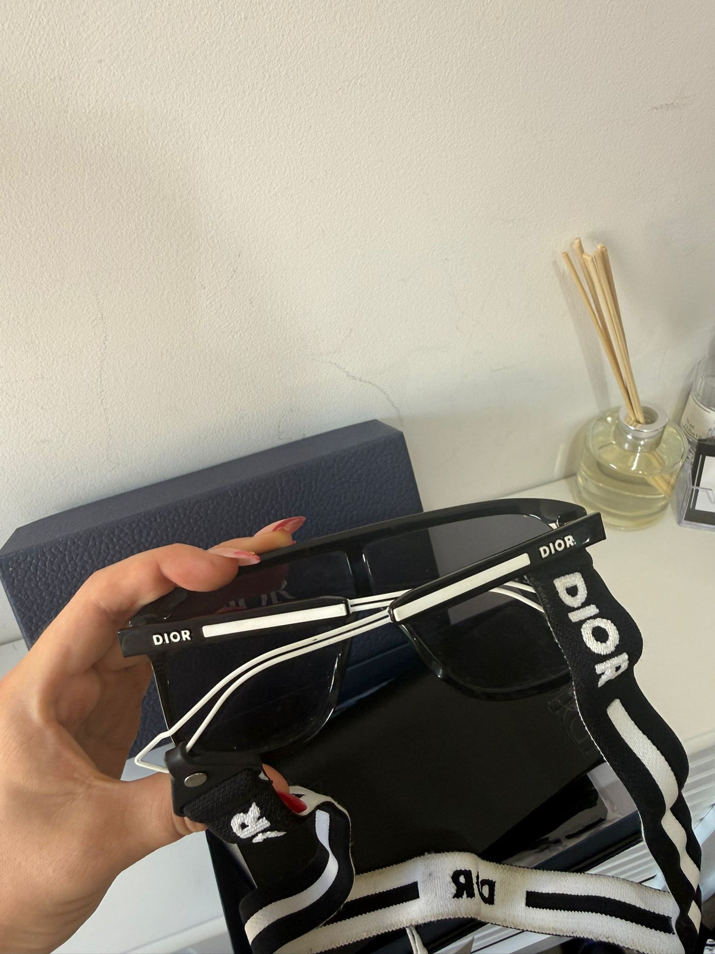 Pre-owned, Black Christian Dior Sunglasses, With Strap