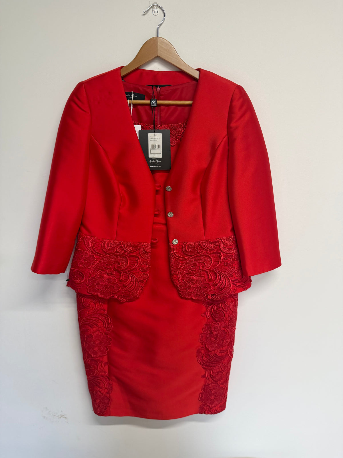 Preloved Carla Ruiz Dress Set Size 14 Red
