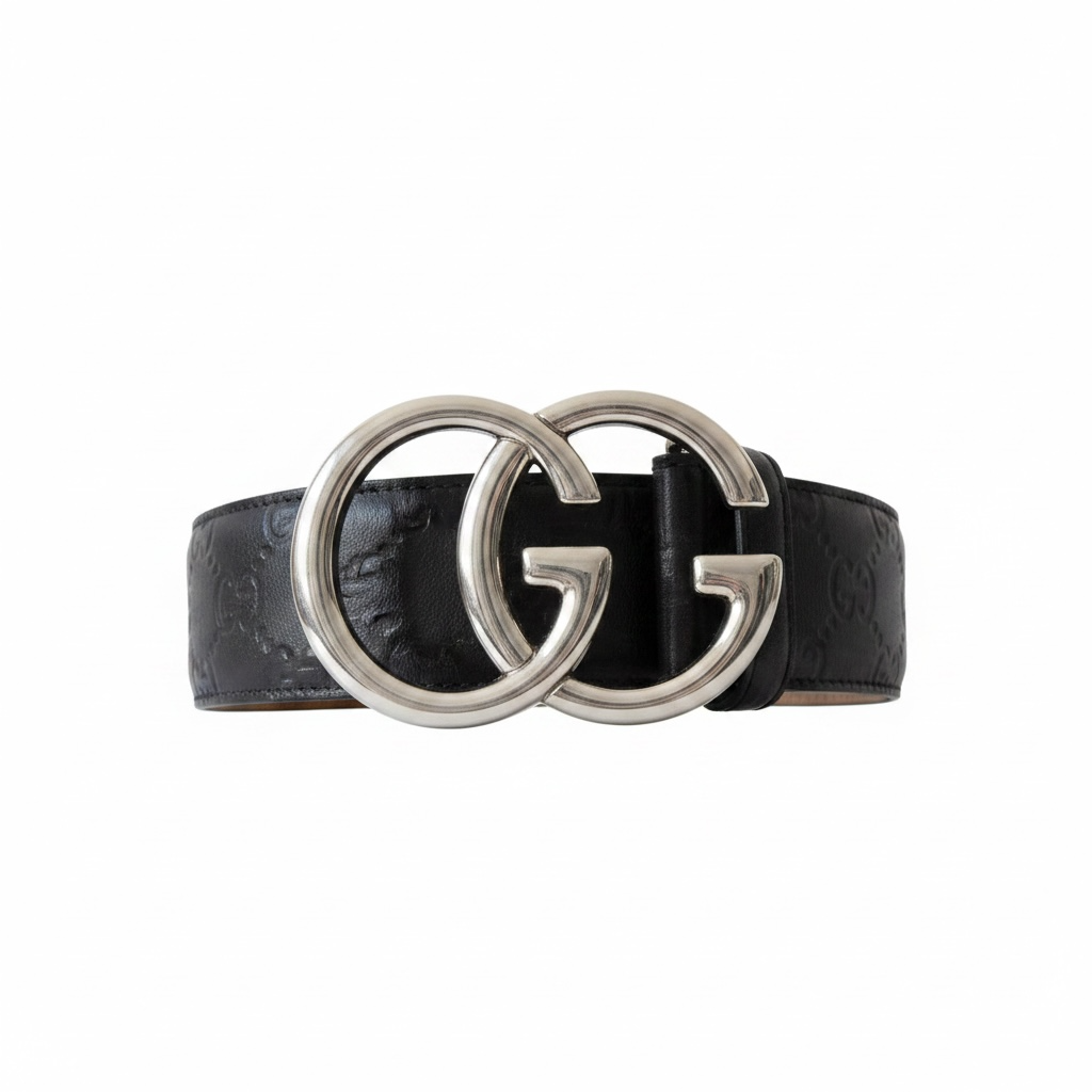 Pre-owned, Black w Silver Hardware Gucci Belt, Size 90/36